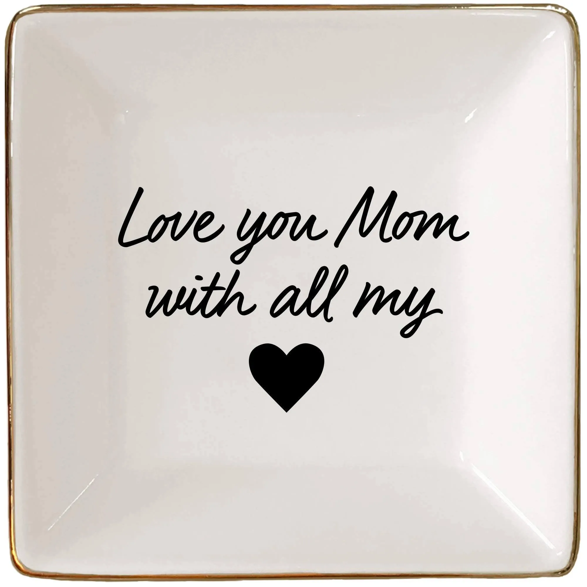 Simply Charmed Love You Mom Gift - Ceramic Jewelry Dish or Ring Holder - Trinket ...