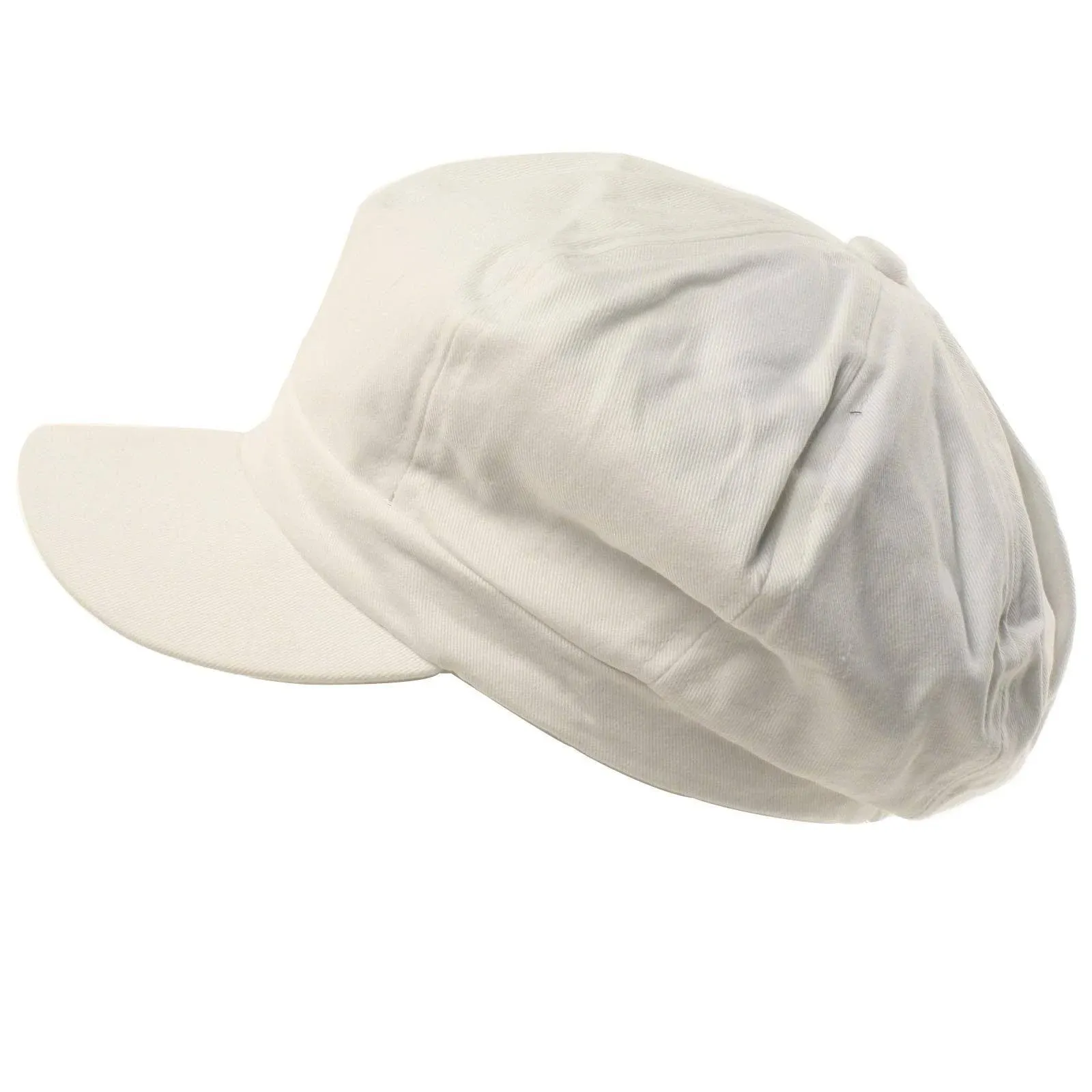 Summer 100% Cotton Plain Blank 8 Panel Newsboy Hat White