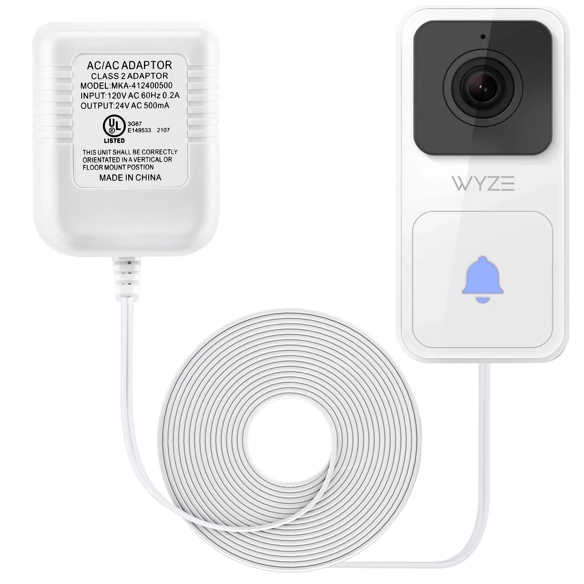 24 Volt Transformer, C Wire Power Adapter Compatible with Wyze Video Doorbell, 2