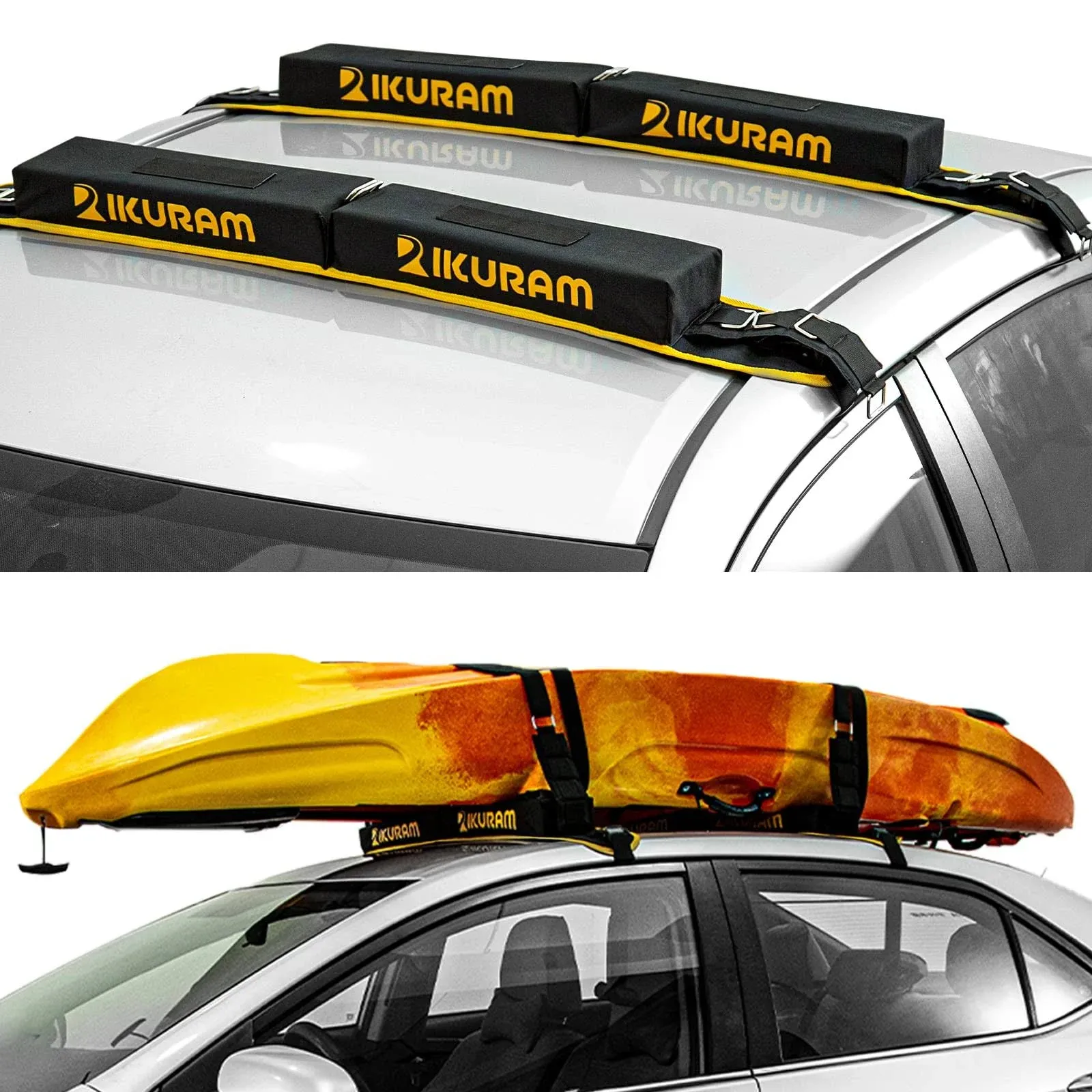 IKURAM R IKURAM Upgraded Soft Roof Rack Pads Universal Car Rooftop Carrier Rack for Kayak Paddle Board Surfboard SUP Canoe Ladder Multiple