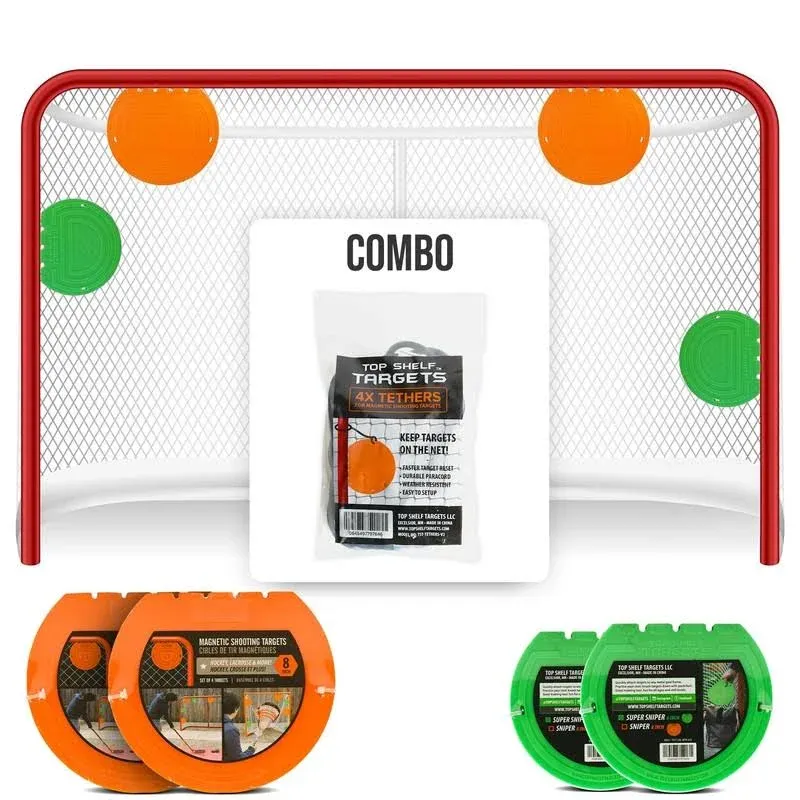 Hockey + Lacrosse Magnetic Shooting Targets | Combo Pack Training with Tethers 4 Pack