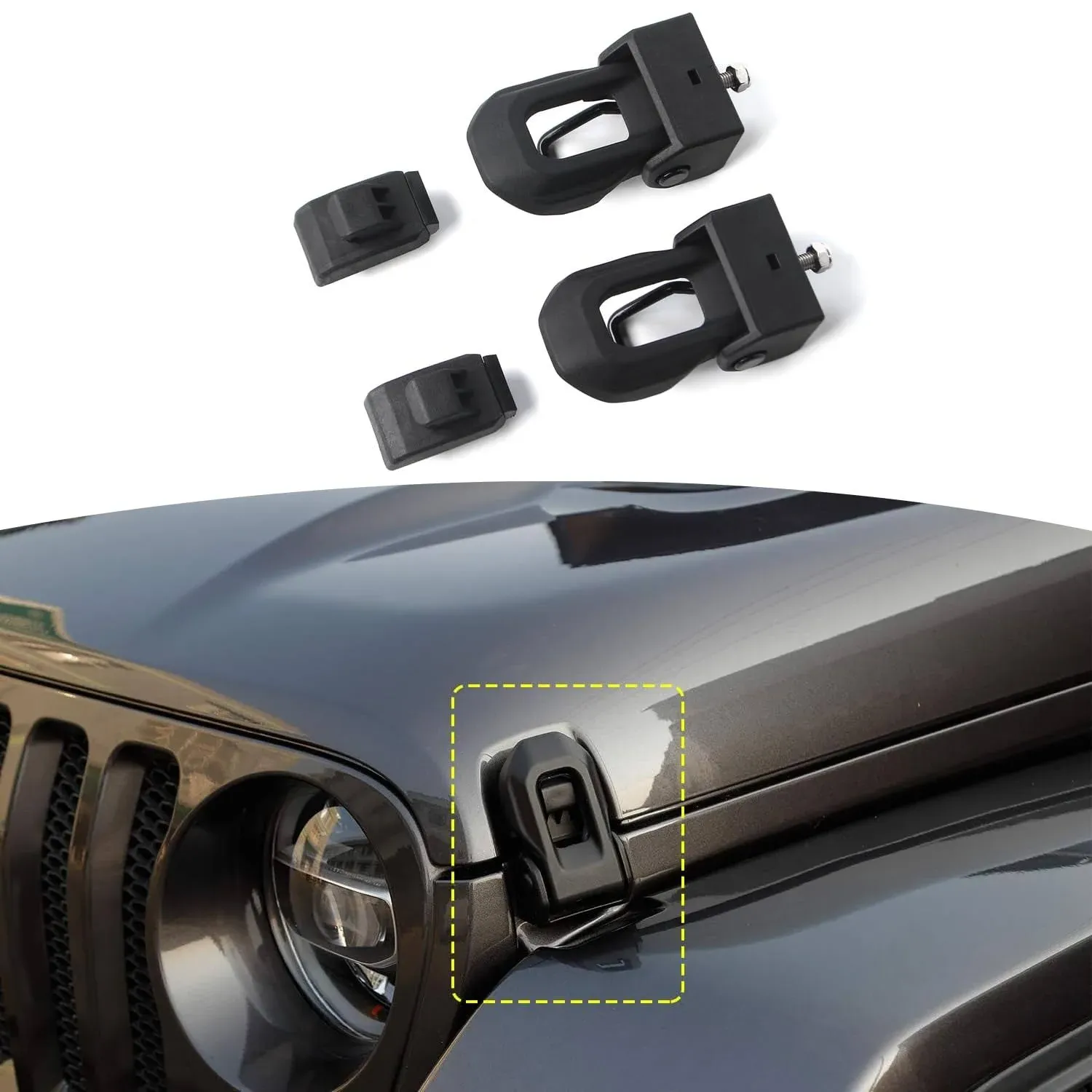 RT-TCZ 2018 for Jeep Wrangler JL Original Black Stainless Steel Latch Locking ...