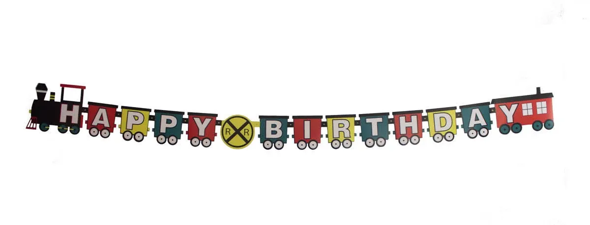 Railroad Crossing Train Party Birthday Letter Banner