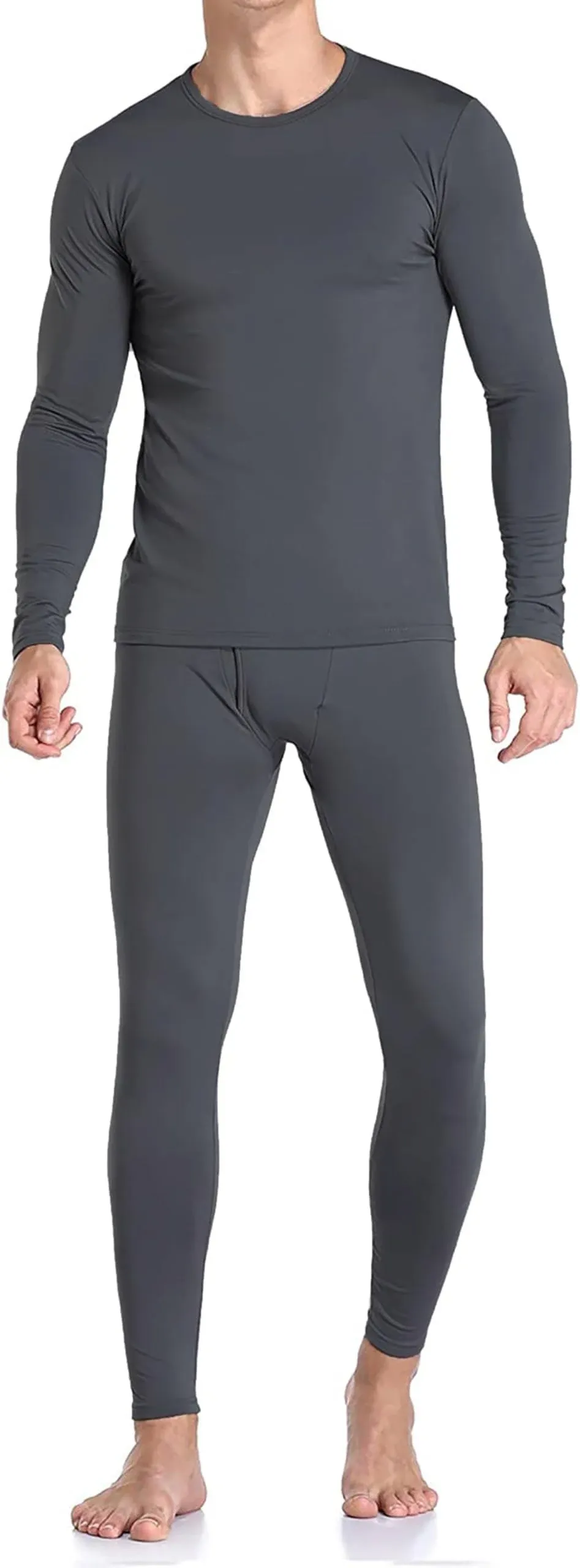 Therma Pro Mens Fleece Lined Thermal Top & Bottom Underwear Set, Long Johns Base ...