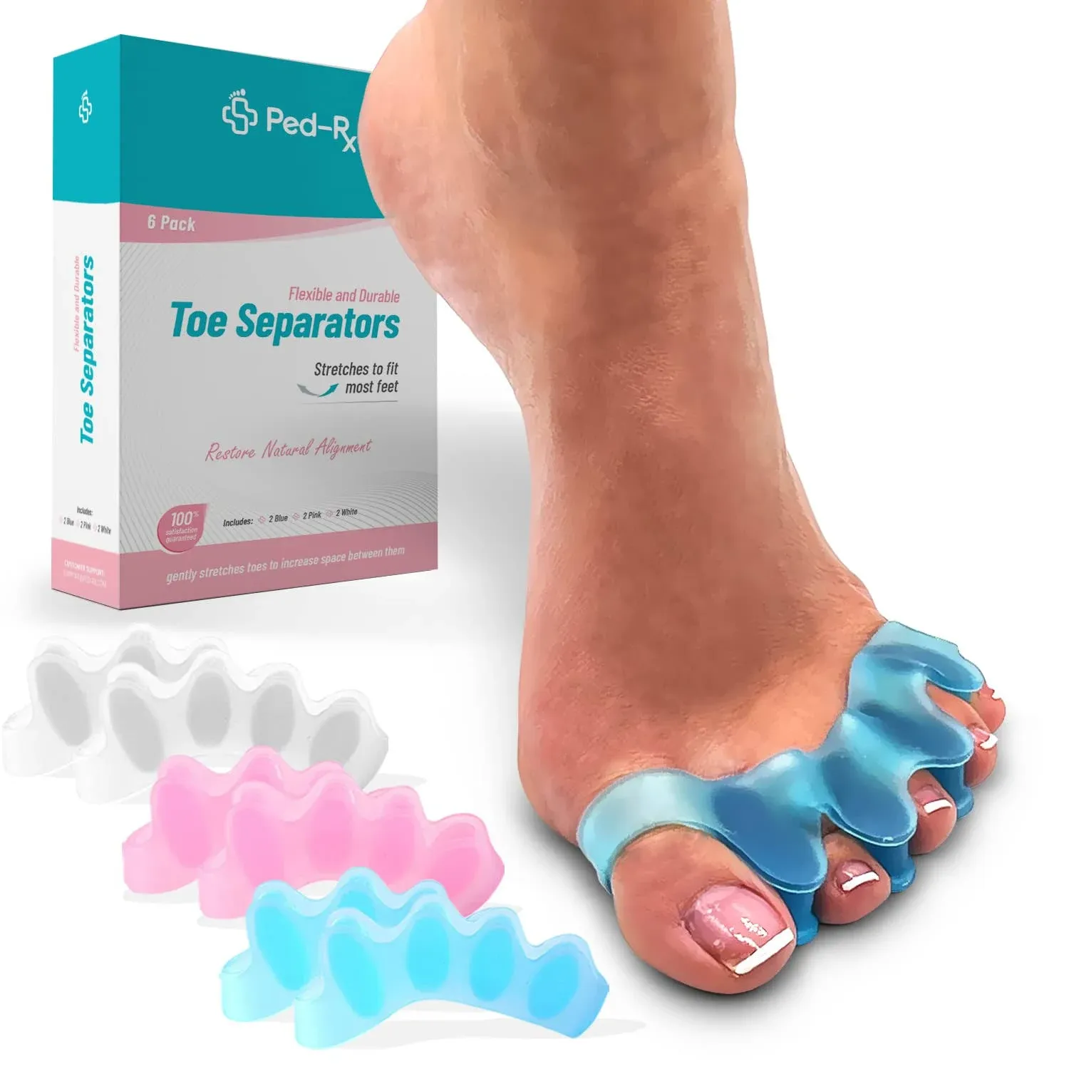 3 Pairs Ped-Rx Toe Separators - Toe Stretchers - to Straighten Overlapping Toes ...