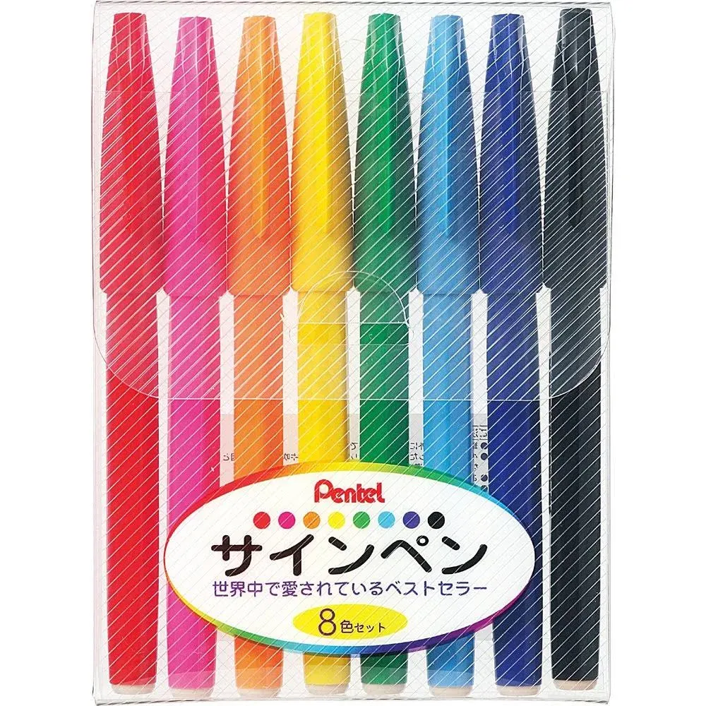 Pentel S520-8 Sign Pen, Set of 8 Colors