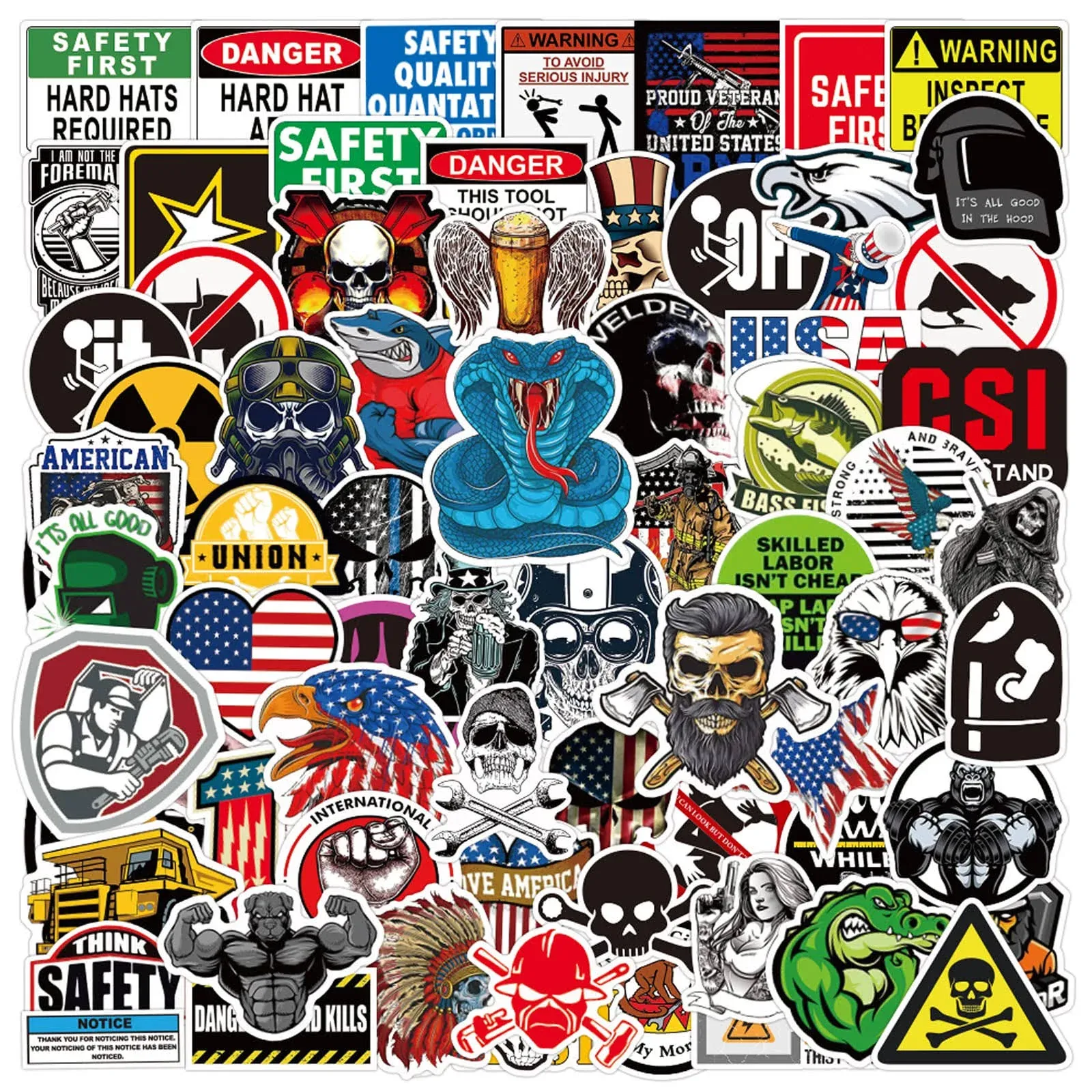 100pcs Hard Hat Stickers Decals For Toolbox Helmet Hood Funny Hardhat Stickers F