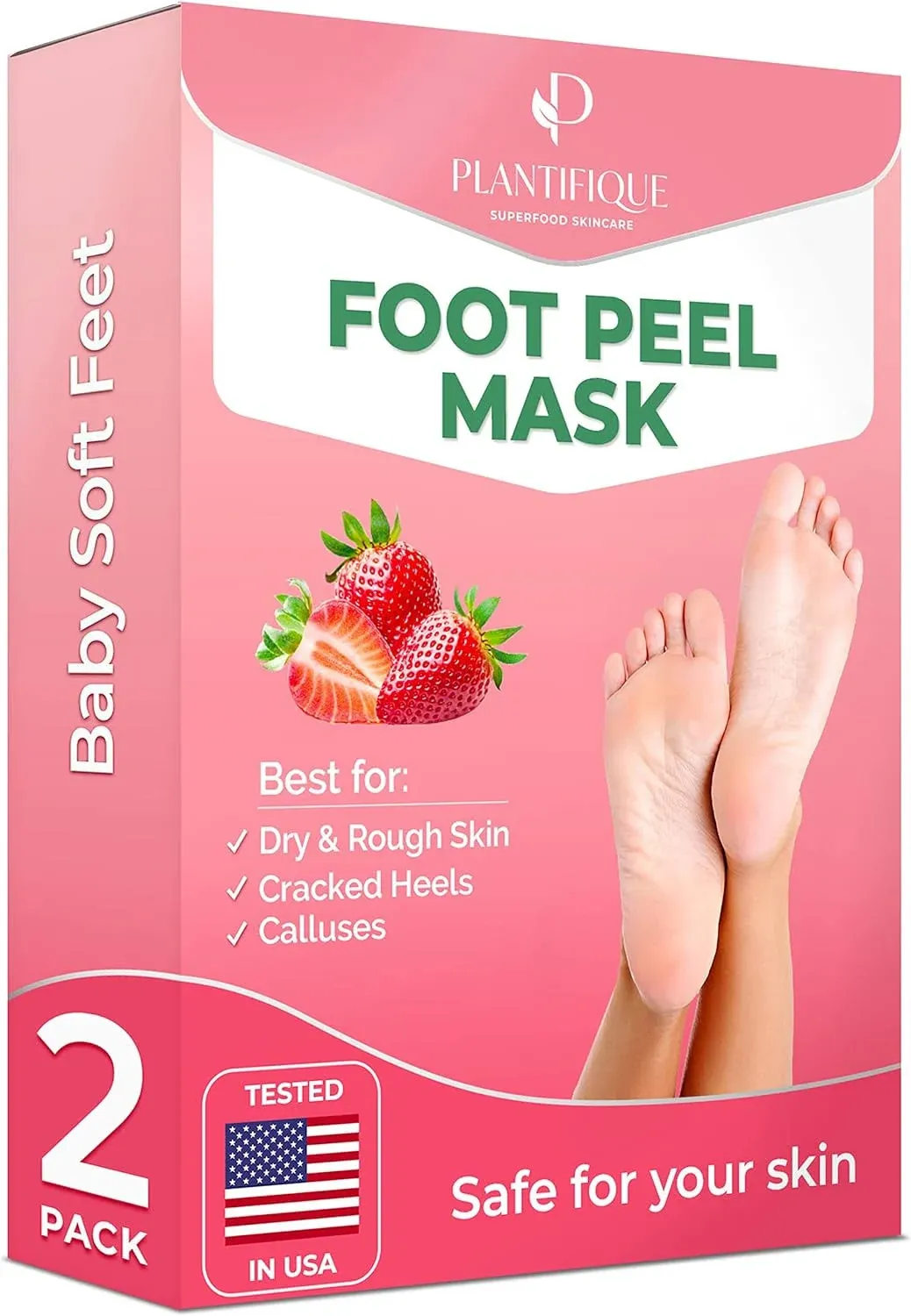 PLANTIFIQUE Foot Peeling Mask Peeling Foot Mask Dermatologically Tested Repairs Heels Removes Dry Dead Skin for Baby Soft Feet