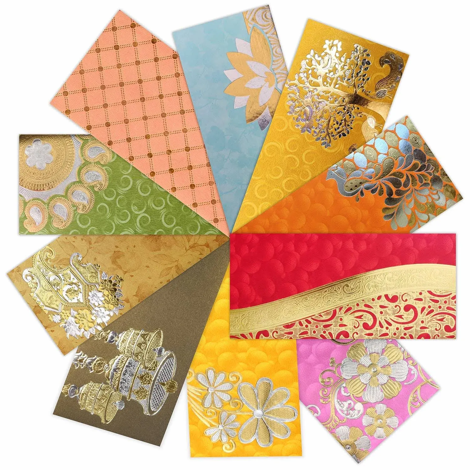 Parth Impex Premium Shagun Gift Envelope (Pack of 10) Assorted Color Designs Money Holder Card Fancy Packet for Christmas Diwali Easter Birthday