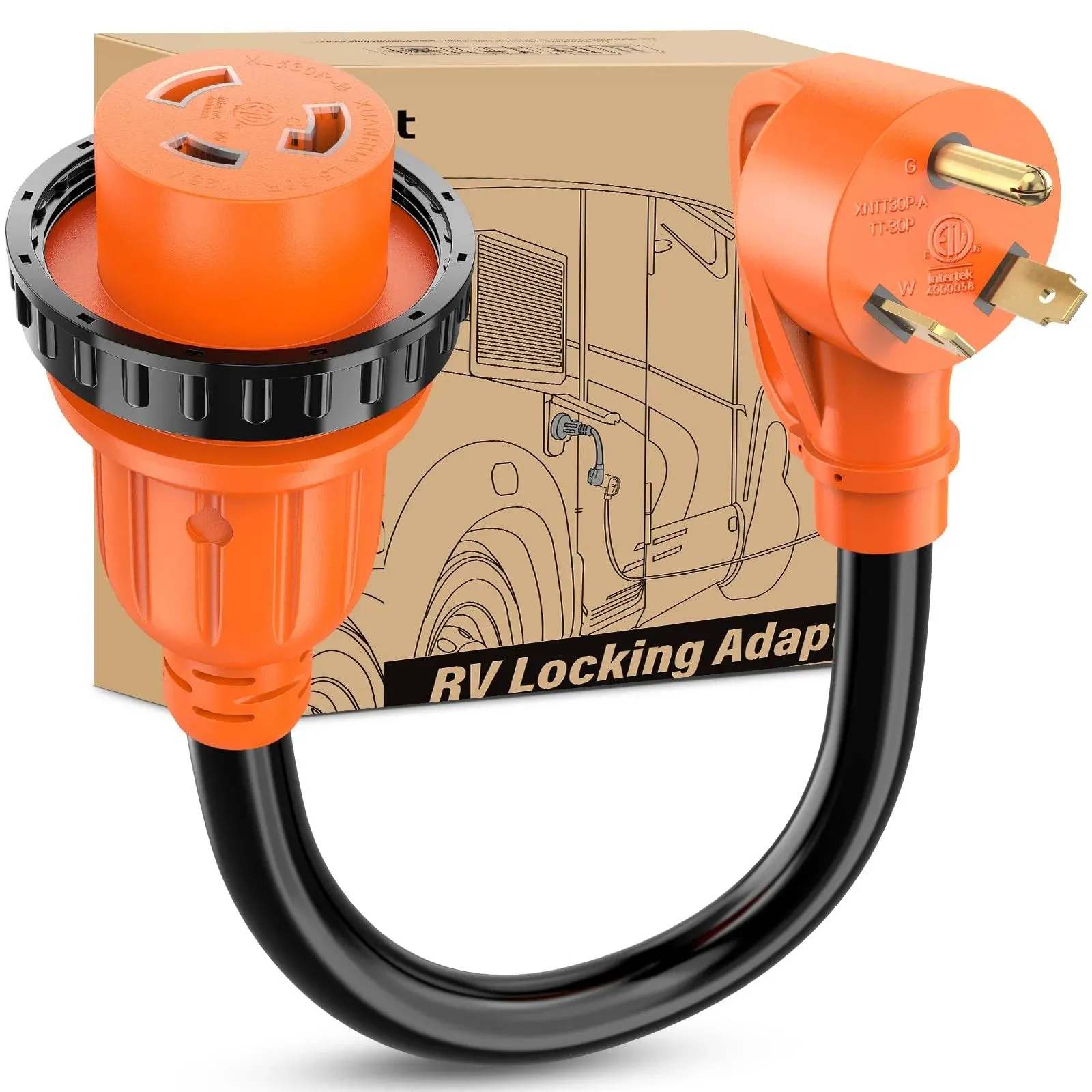 Nilight RV Locking Adapter Cord 30 Amp to 30 Amp Pure Copper Heavy Duty 10 Gauge