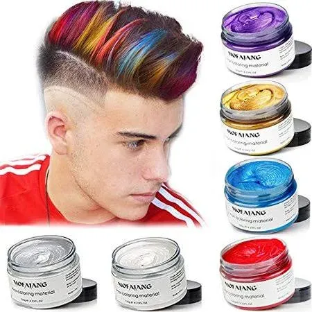 6 Colors Temporary Hair Dye Wax - 6 in 1 White Sliver Blue Purple Red Gold ...