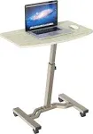 SHW Height Adjustable Mobile Laptop Stand Desk Rolling Cart, Height Adjustable from 28'' to 33'', Maple, Size: Standard, Gray