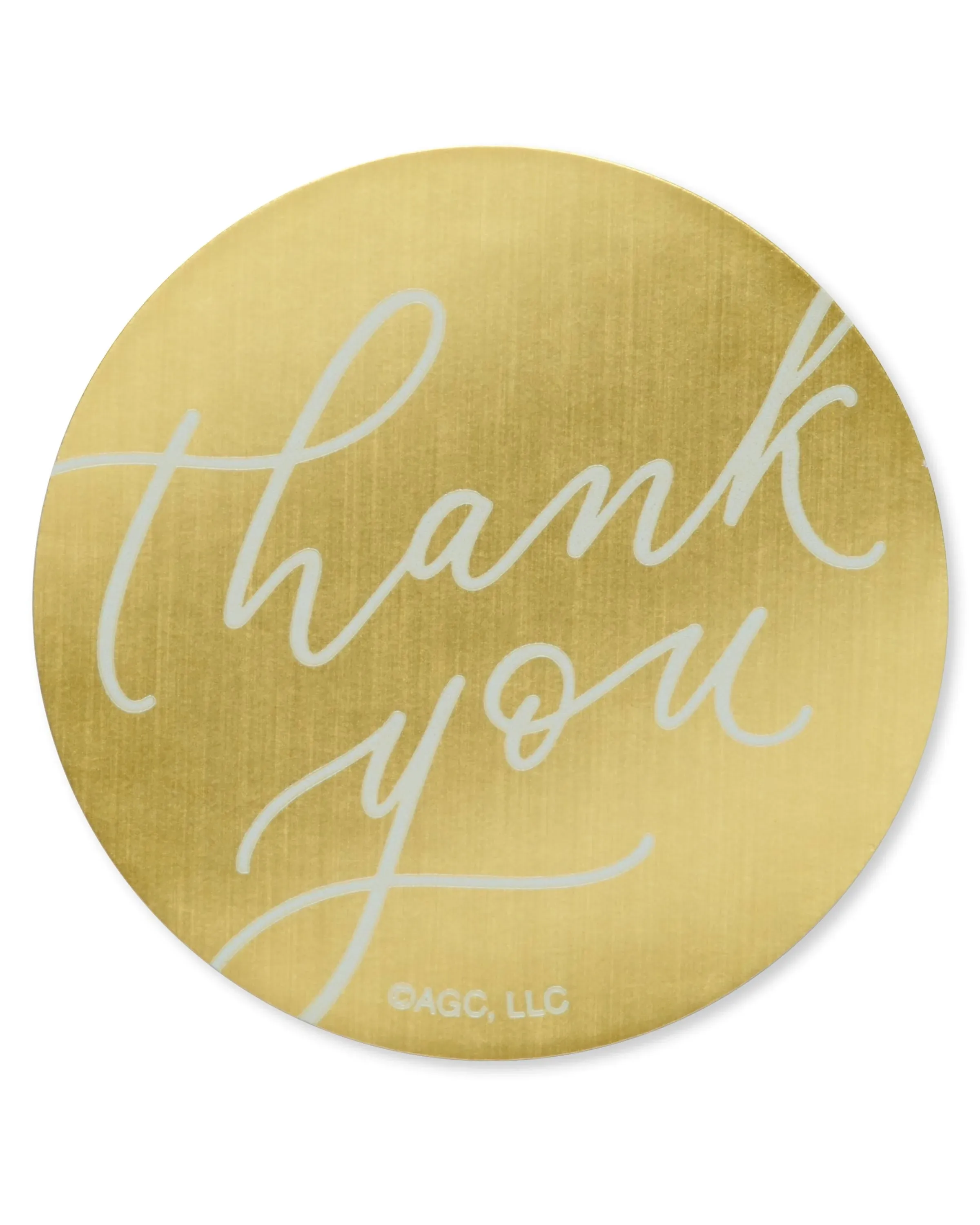 American Greetings Thank You Stickers or Seals, White Script on Gold Foil