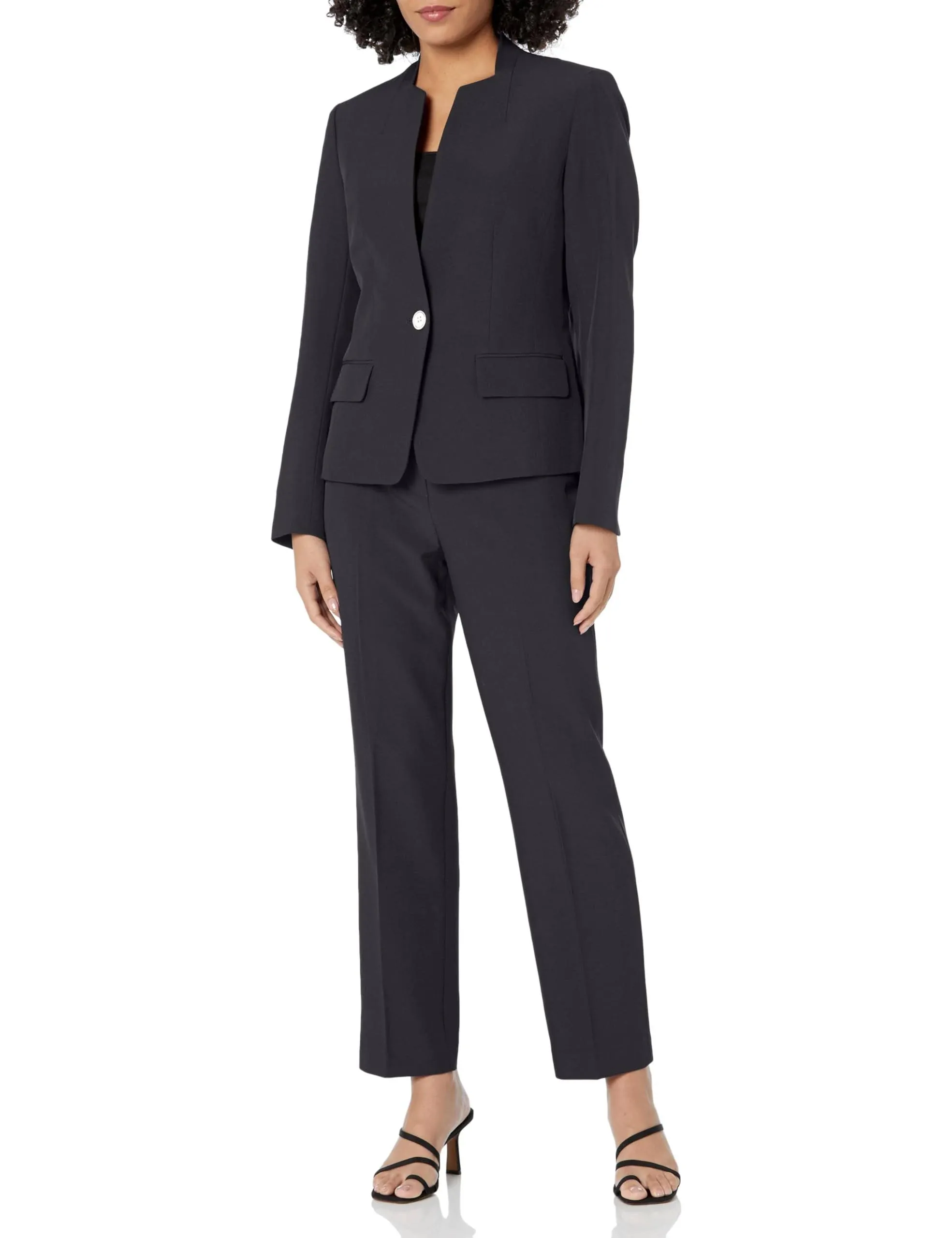 Le Suit Women's 1 Button Jacket/Elastic Back Pant