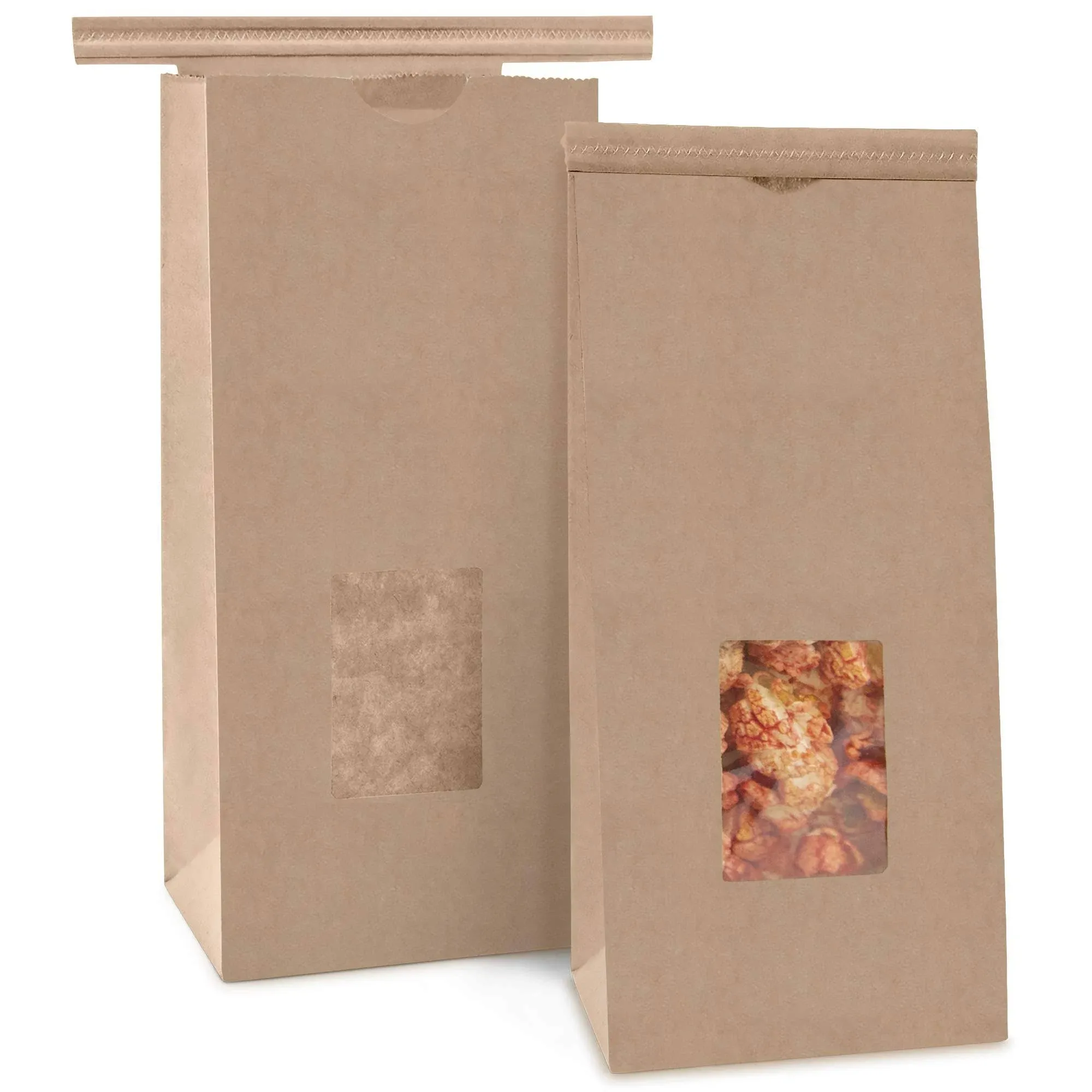 FMP Brands Bakery Bags with Window - 1/2 lb (8 oz) Brown Kraft Paper Bag Tin Tie ...