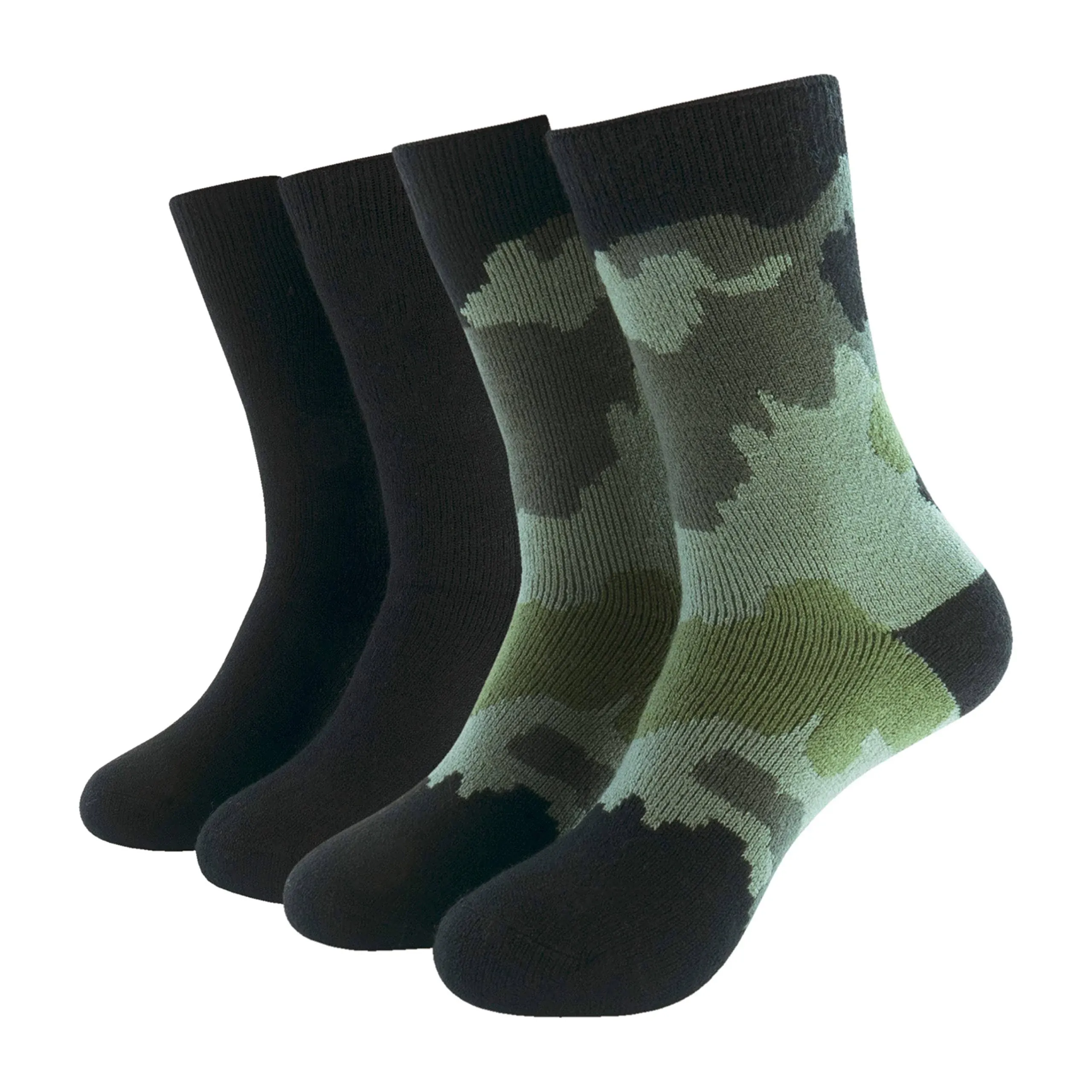 Hot Feet Boy's 2 Pairs Heavy Thermal Socks - Thick Insulated Crew for Cold Weath