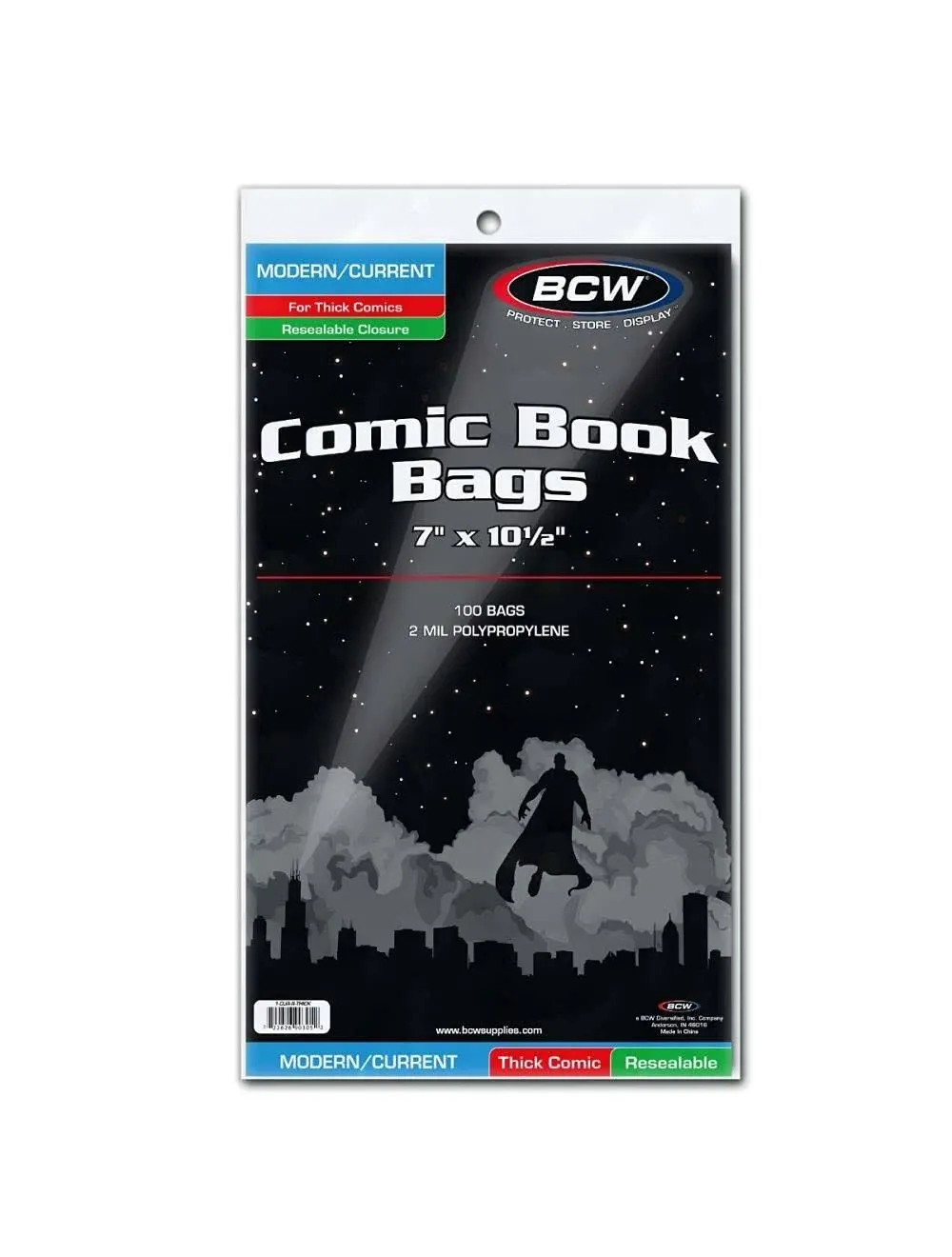 BCW Current Modern Resealable Thick Comic Book Bags (100) 2-Mil Poly Sleeves