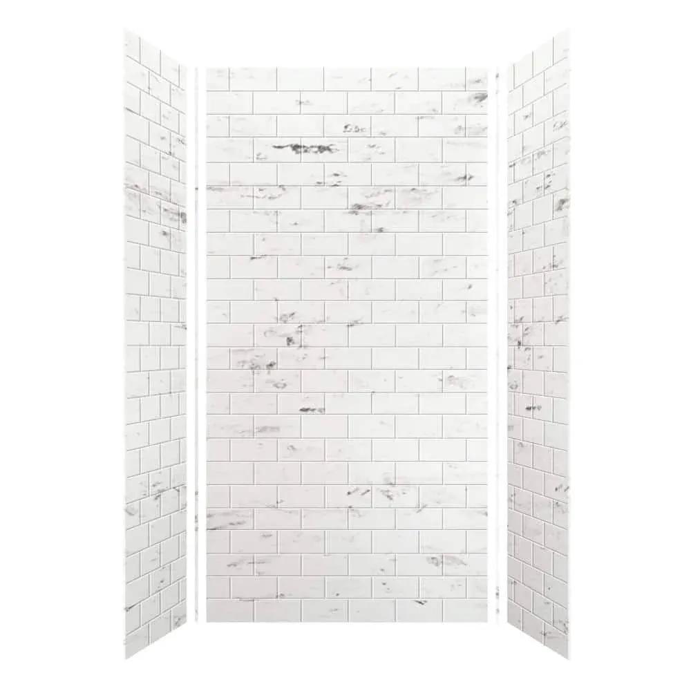 Transolid SWK483696-47 SaraMar 36-in x 48-in x 96-in Glue 3-Piece Shower Wall Kit, White Venito