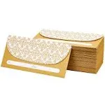 100 Pack Gold Money Envelopes for Cash Gifts, Fancy Decorative Design (7x3 In)