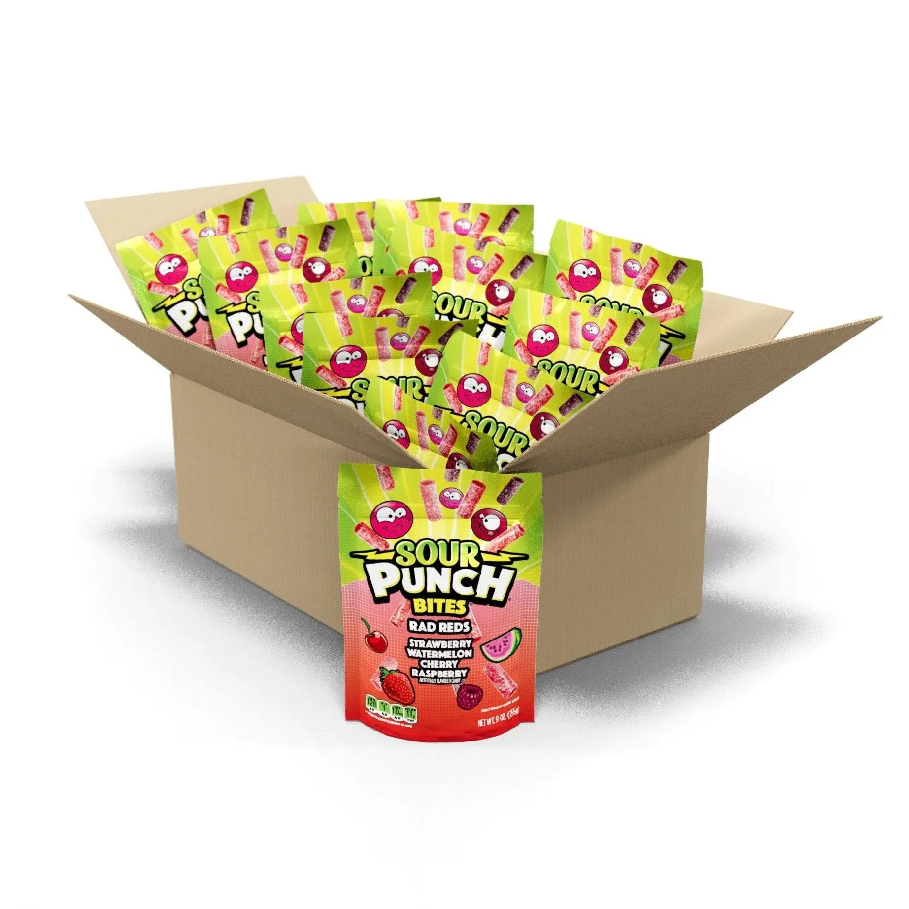 Sour Punch Bites Rad Reds, 9 Ounces, 12 per Case