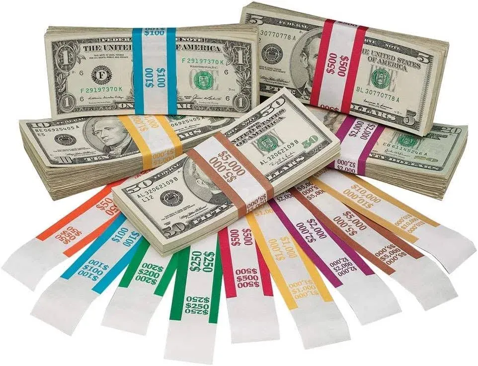 BankSupplies Assorted Money Bands | 1000 Straps of Each Denomination | Self-Seal ...