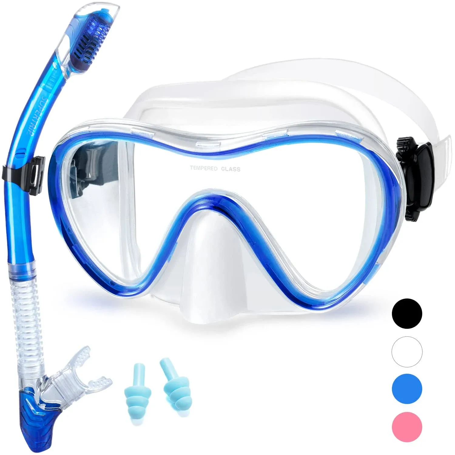 Supertrip Snorkeling Gear for Adults, Anti-Fog Snorkel Set, Tempered Glass ...