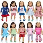 ZQDOLL 23 Pcs American Doll Clothes Dress and Accessories fit American 18 inch Dolls - Including 10 Complete Set of Clothing, Doll Accessories with Hair Bands and Hair Clip