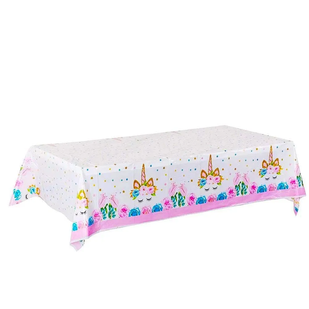 Yarrkc 5 Pack Unicorn Happy Birthday Table Cover Plastic Unicorn Themed Party ...