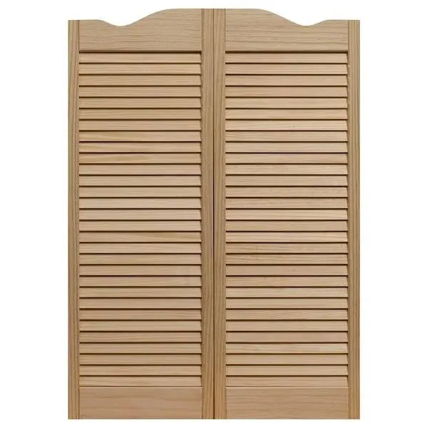 Parche 24 x 42 in. Dixieland Louvered Cafe Door Unfinished Pine