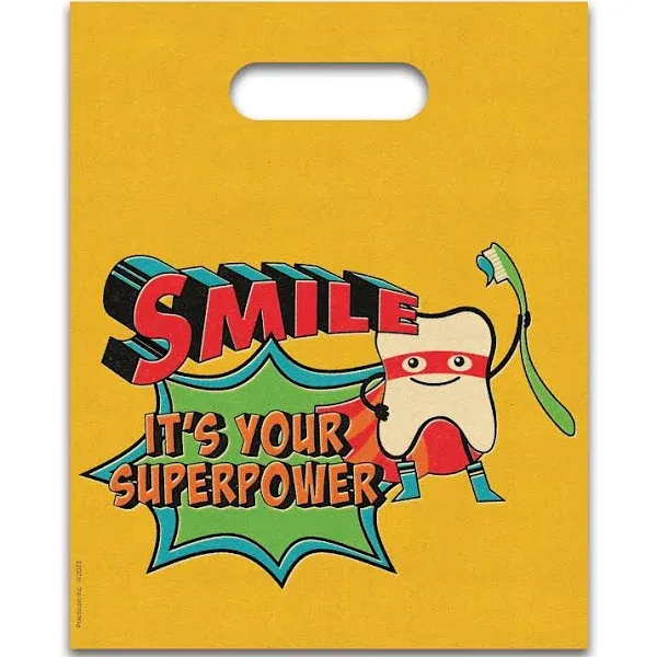 Bulk: 8 x 10 Smile Superpower Bags - Bulk 100/Pack by Practicon