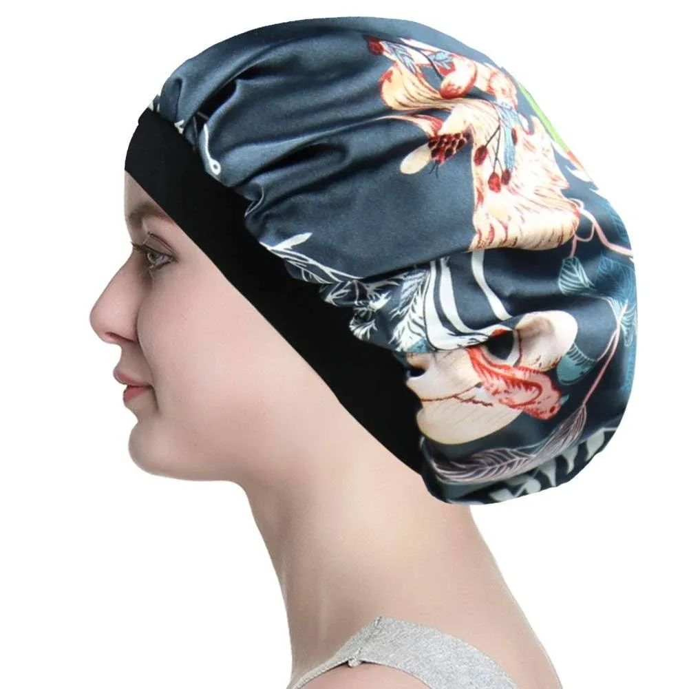 "Breathable Head Wrap Silk Satin Night Cap Short Hair Women's Tam Hat Beanie Cap"