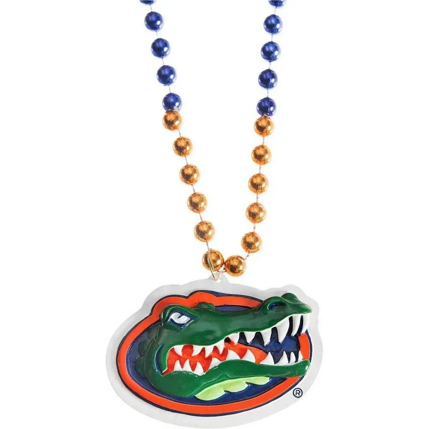 Florida Gators Mardi Gras Beads with Medallion