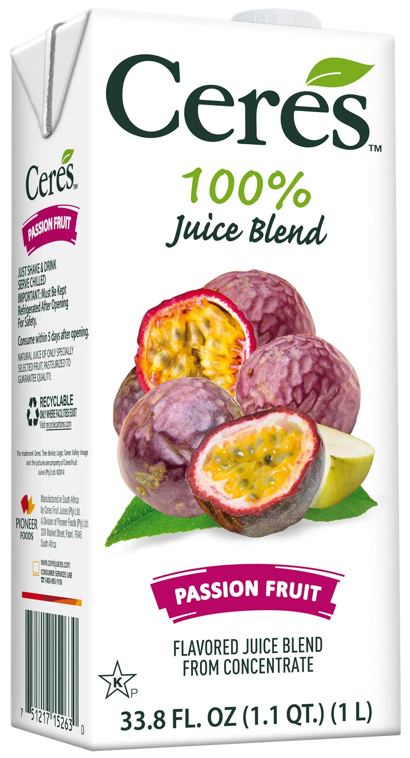 Ceres 100% Juice Blend, Passion Fruit - 33.8 fl oz