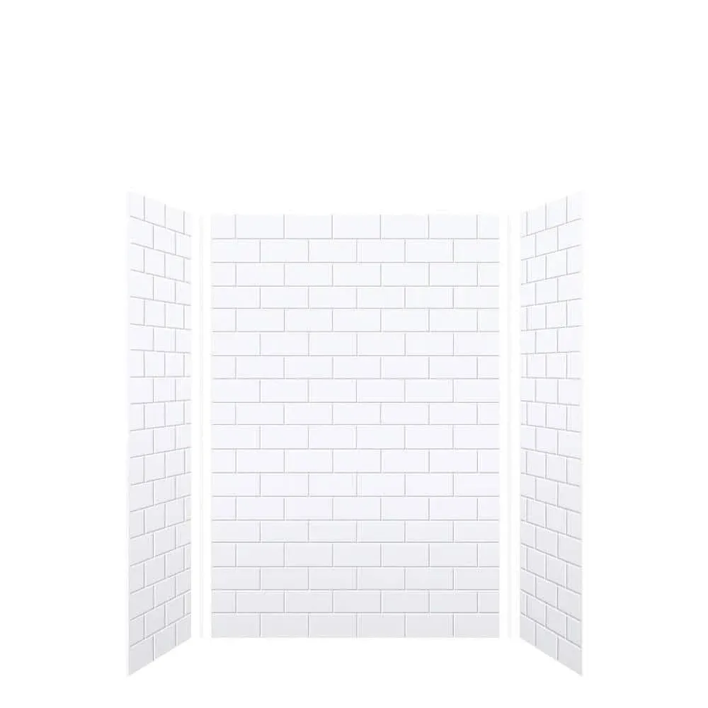 Transolid SWK483672-21 SaraMar 36-in x 48-in x 72-in Glue 3-Piece Shower Wall Kit, White