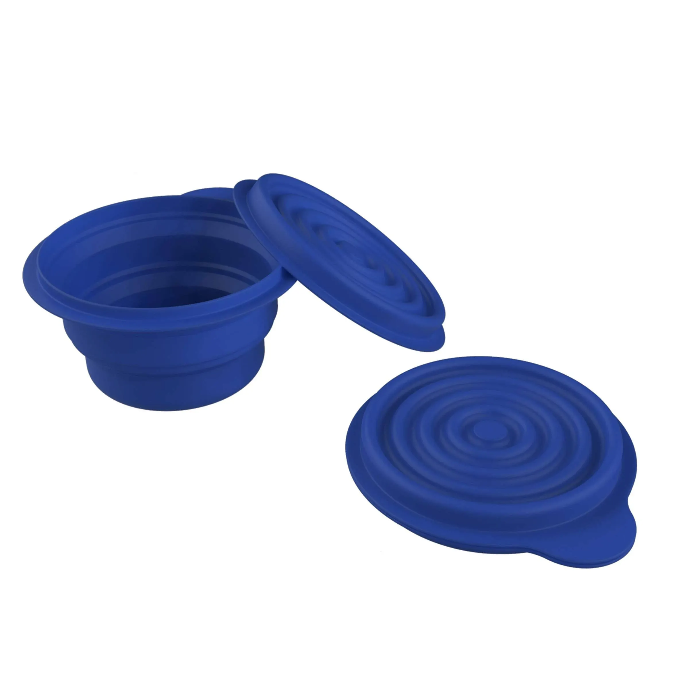 Collapsible Bowls with Lids- BPA Free Silicone, Reusable Hot or Cold Food Bowl for Camping, Travel, Hiking, More by Wakeman Outdoors (2 Pack, Blue)