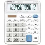 Catiga CD-2776 Premium Commercial 12-Digit Calculator, Dual Power (White)