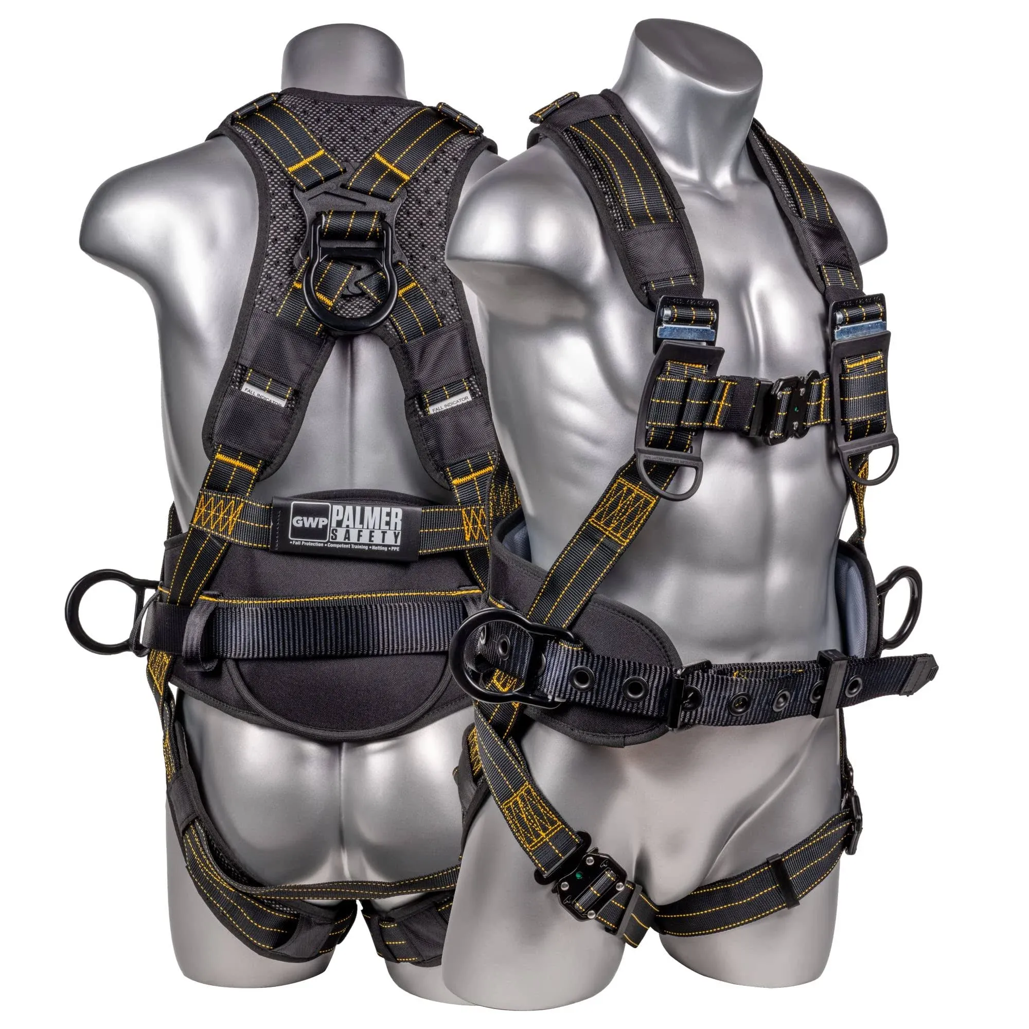 Palmer Safety Fall Protection Construction Safety Harness - QCB Chest and Legs - Aluminum D-Rings - Oil and Dust Resistant