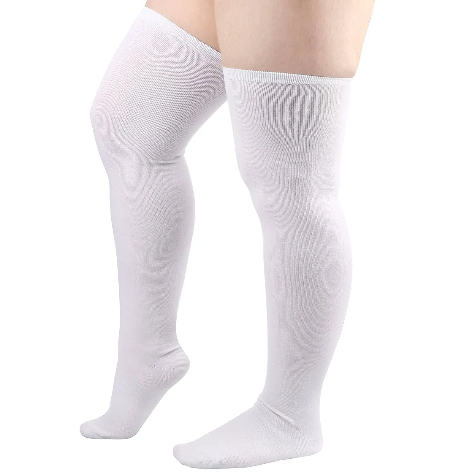 DRESHOW Plus Size Thigh High Socks Striped Over Knee Long Boot Stockings Knee ...