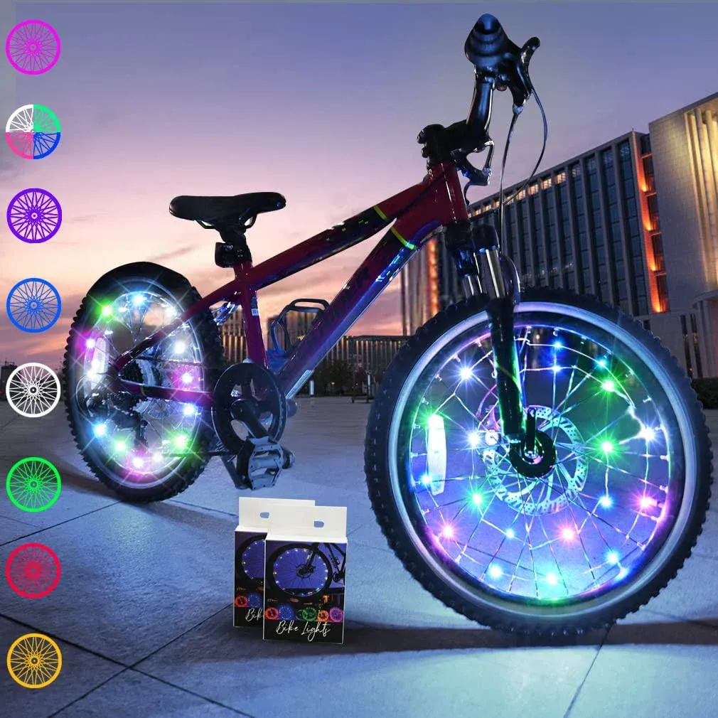 TINANA 2 Tire Pack LED Bike Wheel Lights Ultra Bright Waterproof Bicycle Spoke Lights Cycling Decoration Safety Warning Tire Strip Light for Kids Adults Night Riding