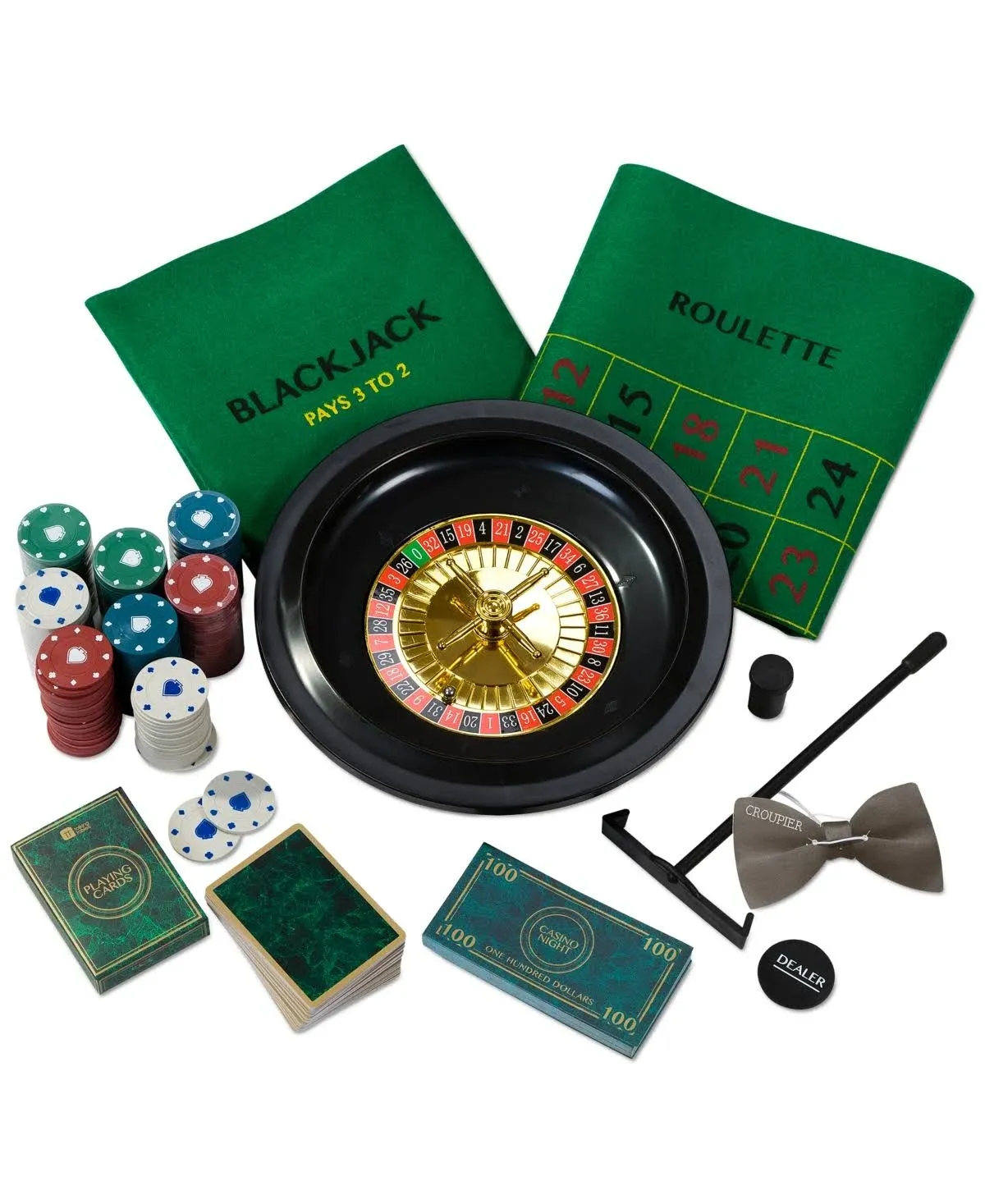 Talking Tables Casino Night Game Kit Poker, Blackjack, Roulette-Gambl<wbr/>ing Set