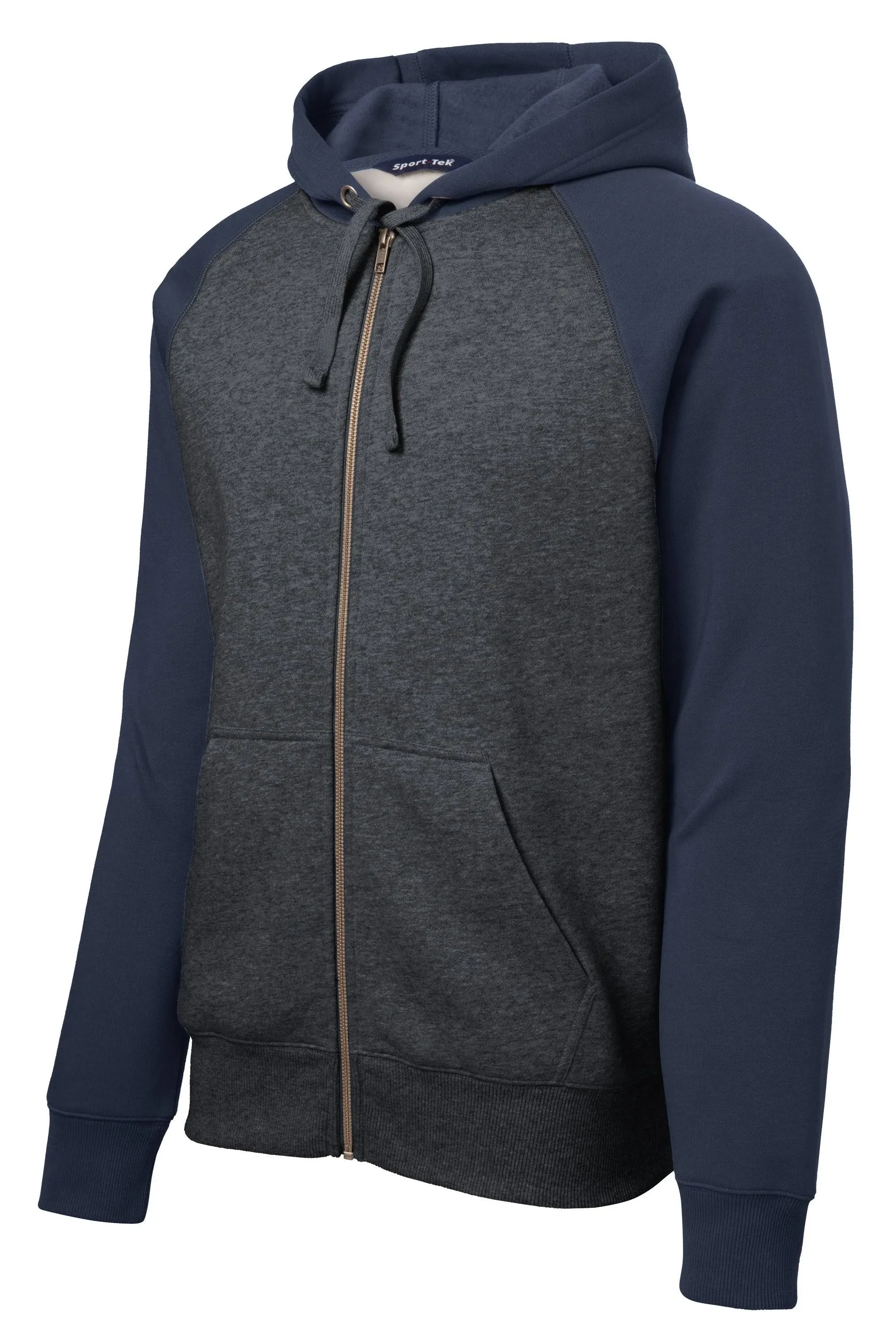 SPORT-TEK Raglan Colorblock Full-Zip Hooded Fleece Jacket - ST269