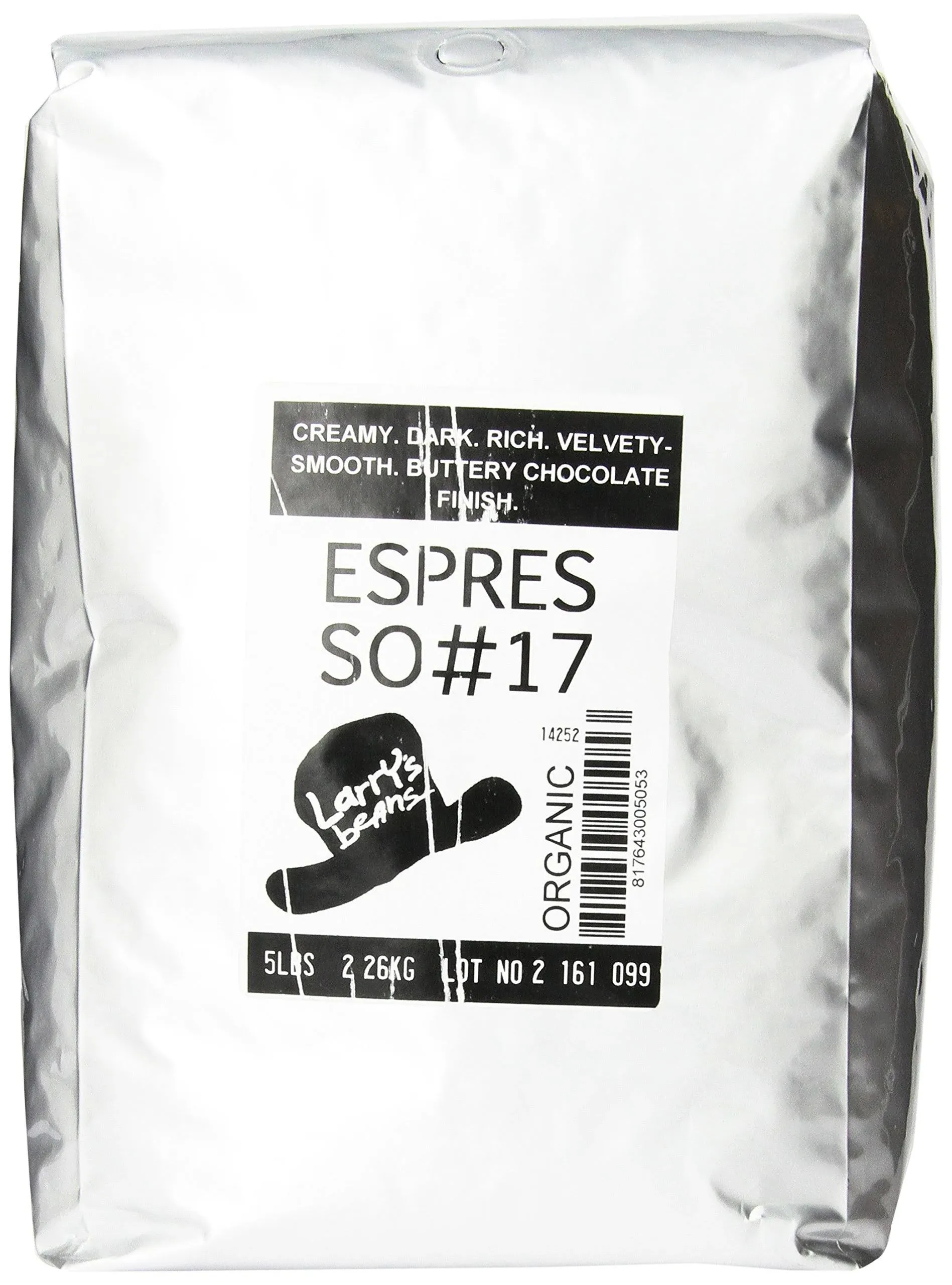 Larry's Coffee Organic Fair Trade Whole Bean Espresso #17 5-Pound Bag