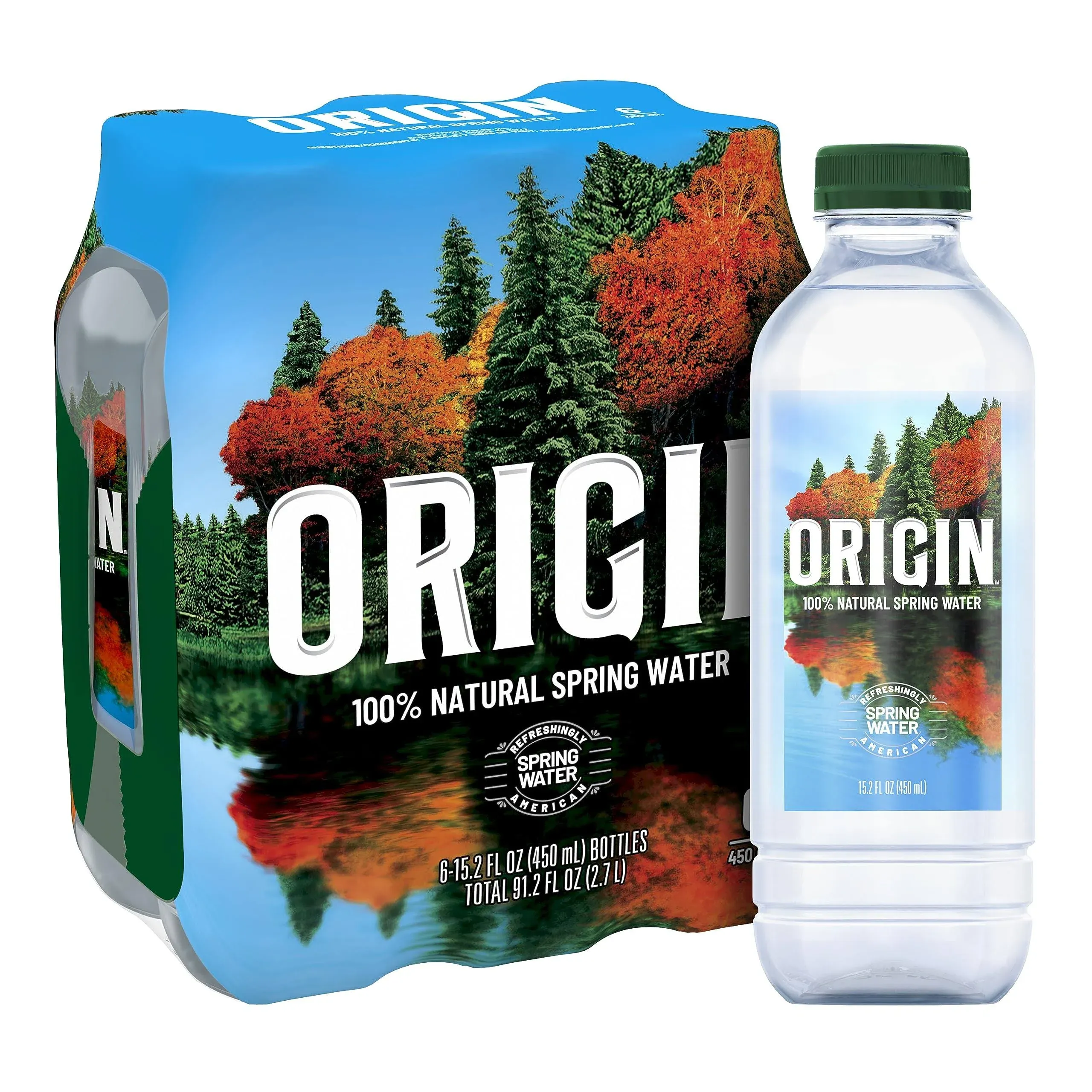 Origin Spring Water, 100% Natural - 6 pack, 15.2 fl oz bottles