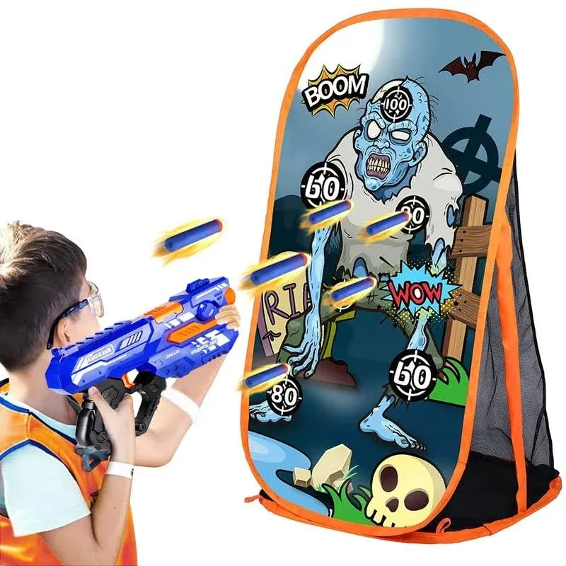 Quanquer Shooting Game Targets Kids Boys Toys for Nerf Guns - Zombie Shooting Target with Net Indoor Outdoor Garden Toys Birthday Gifts for 5 6 7 8 9 10+ Years Old Boys Girls