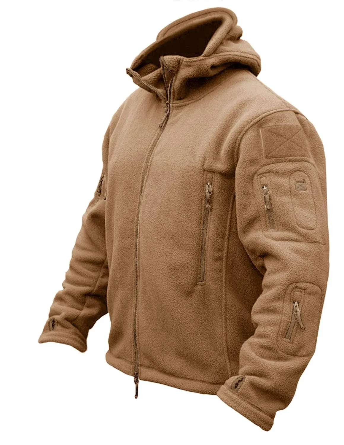 CRYSULLY Men&#039;s Military Tactical Sport Warm Fleece Hooded Outdoor Adventure Jack