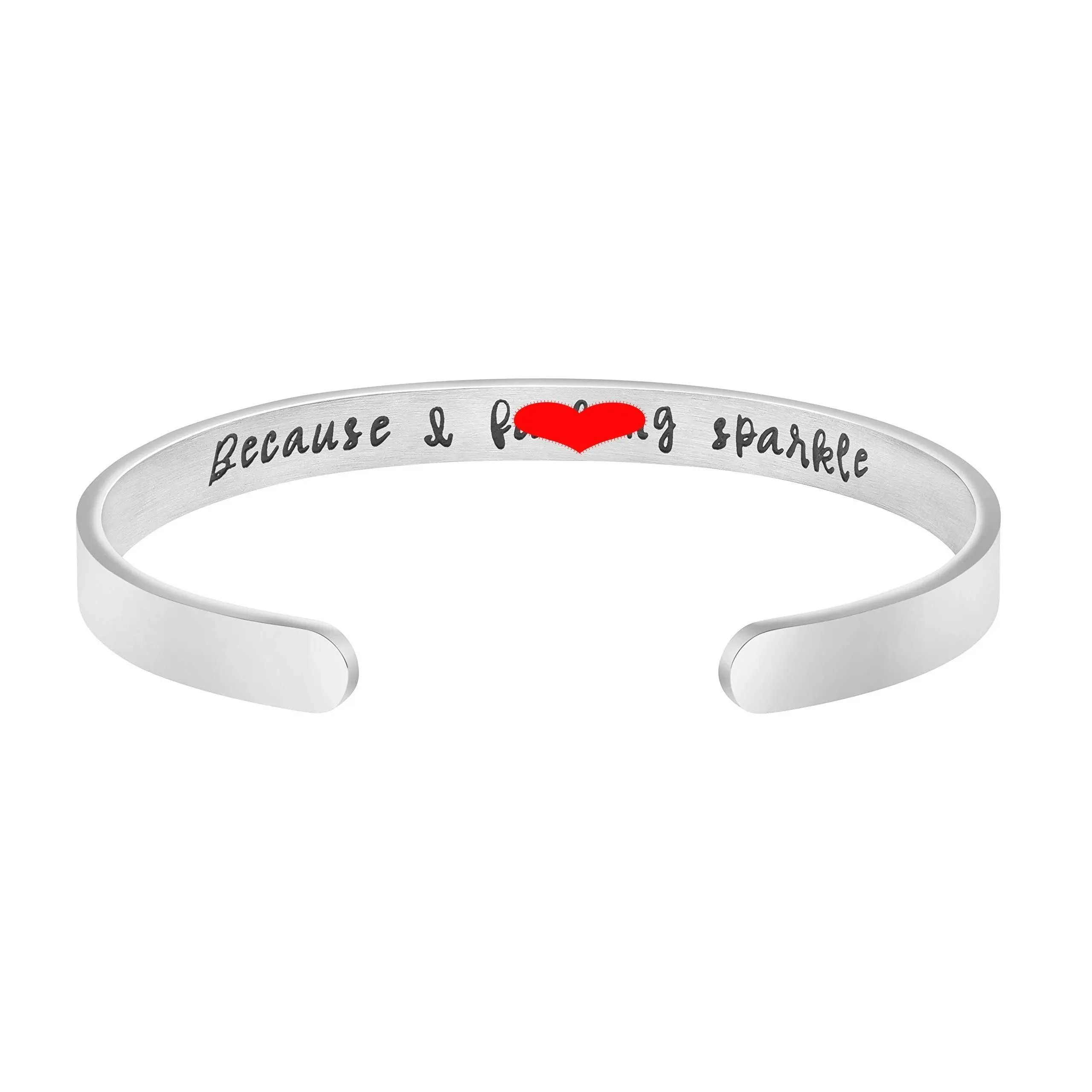 JoycuFF Inspirational Bracelets for Women Birthday Gifts for Her Silver Cuff ...