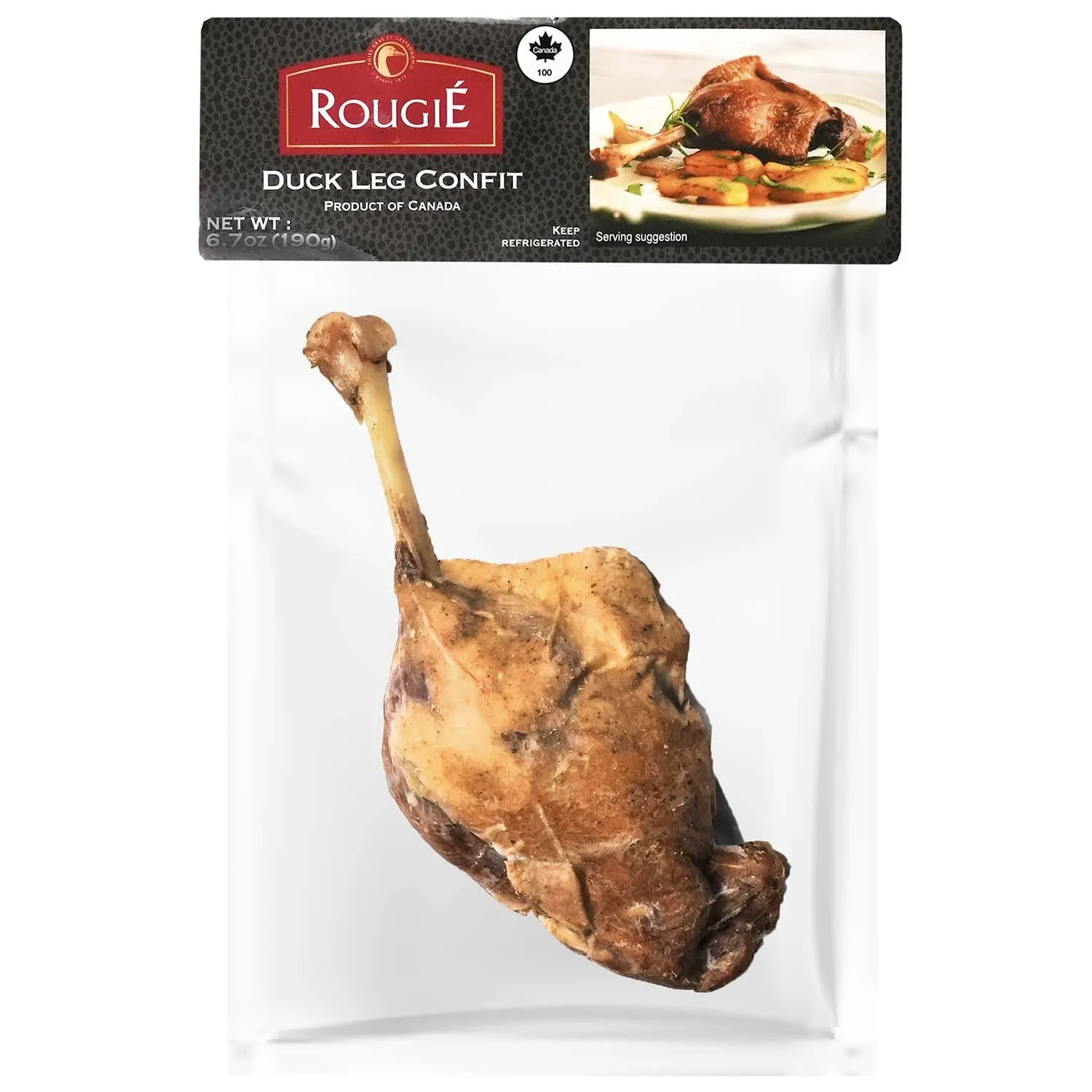 Rougie Duck Leg Confit - 1 Leg - 6.7 oz / 190 G - Guaranteed Overnight