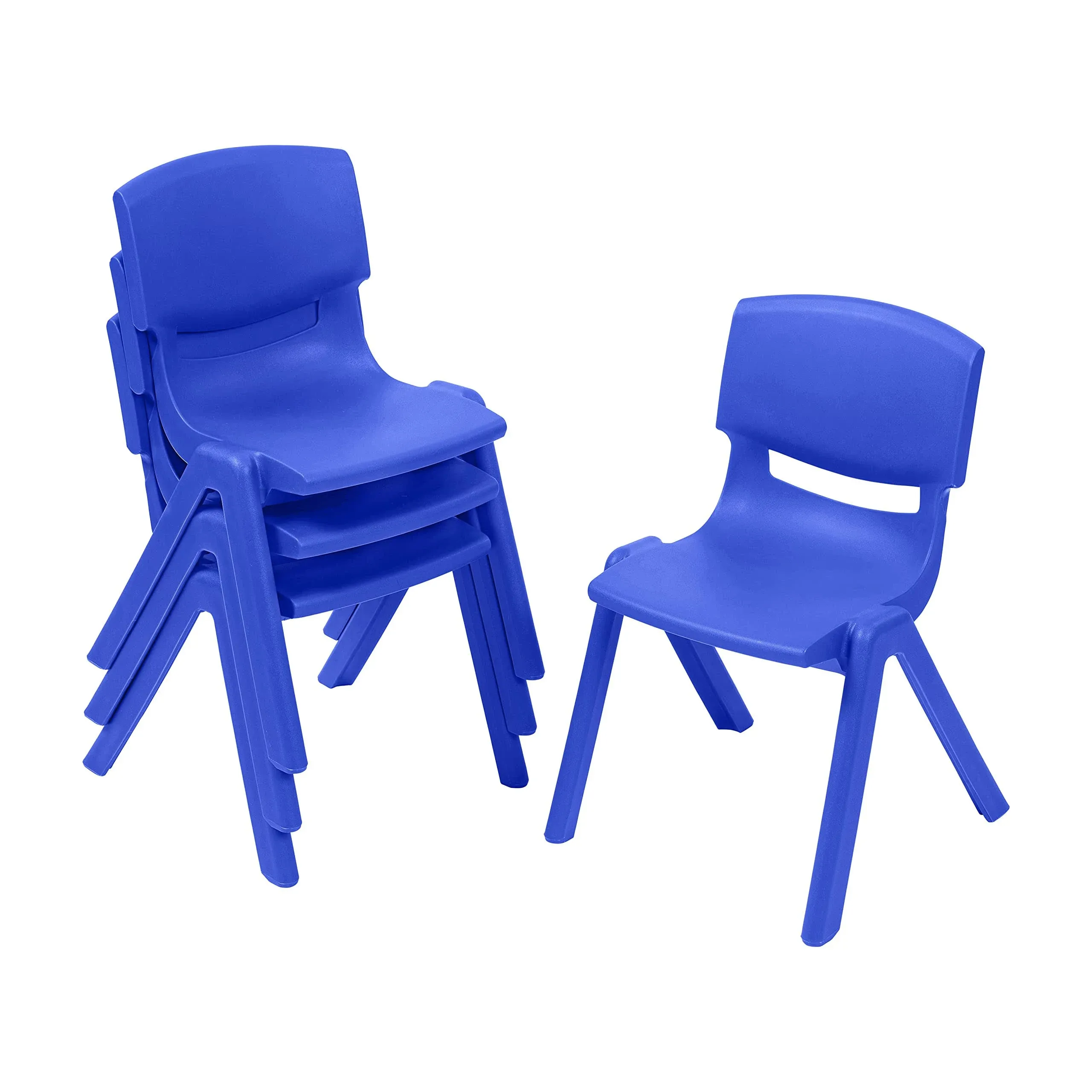 ECR4Kids Plastic School Stack Chair for Indoors and Outdoors, 12in Seat Height, 4-Pack