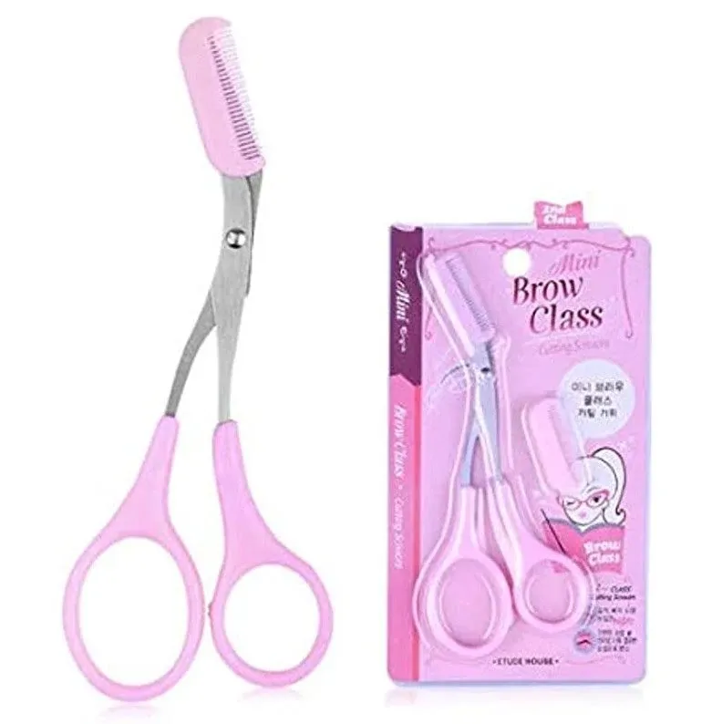 1 Pcs Stainless Steel Eyebrow Scissors with Comb,Curved Eyebrow Trimmer Grooming