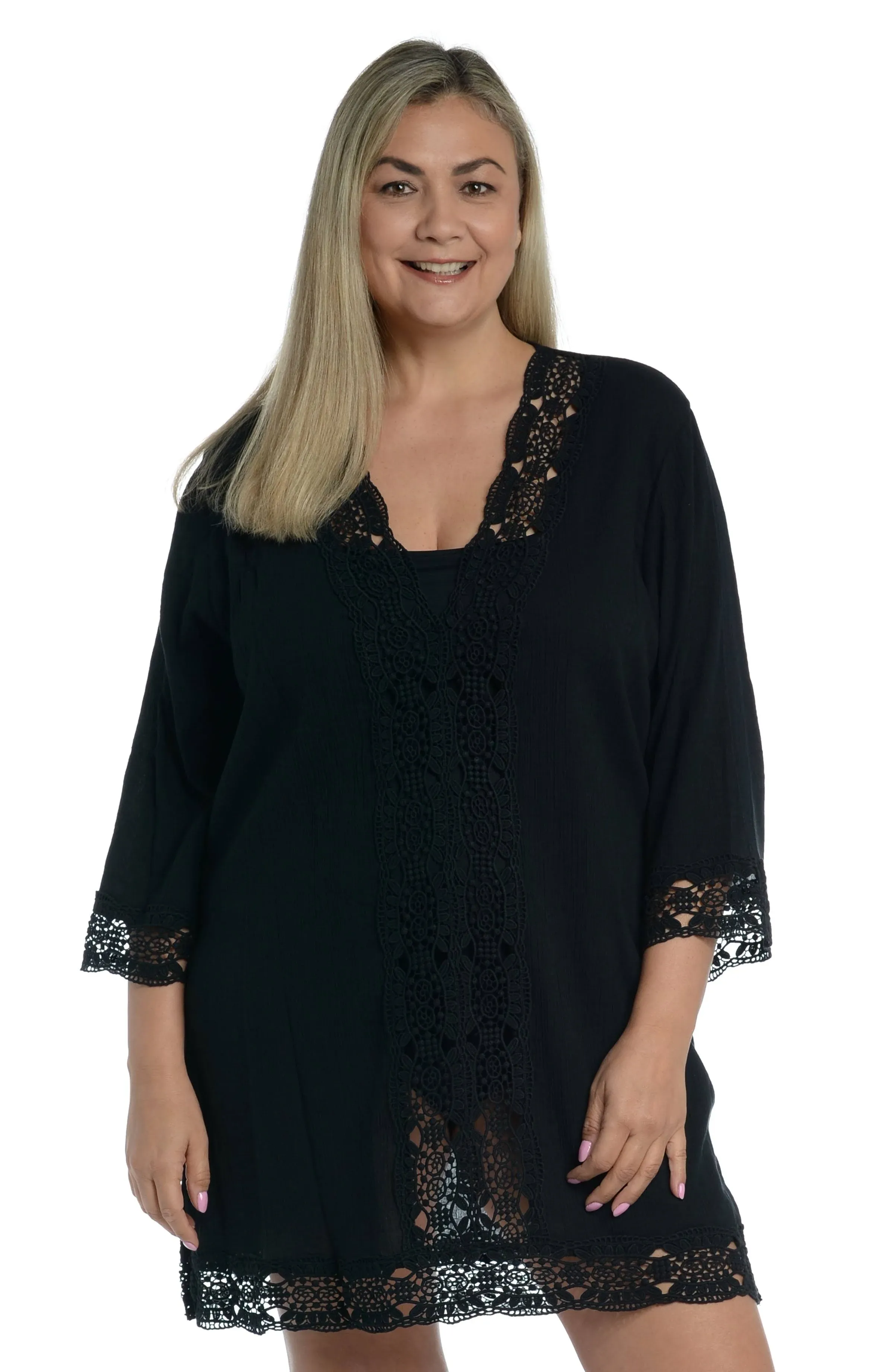 Plus Size Women's La Blanca Island Fare Cover-Up Tunic, Size 1x - Black